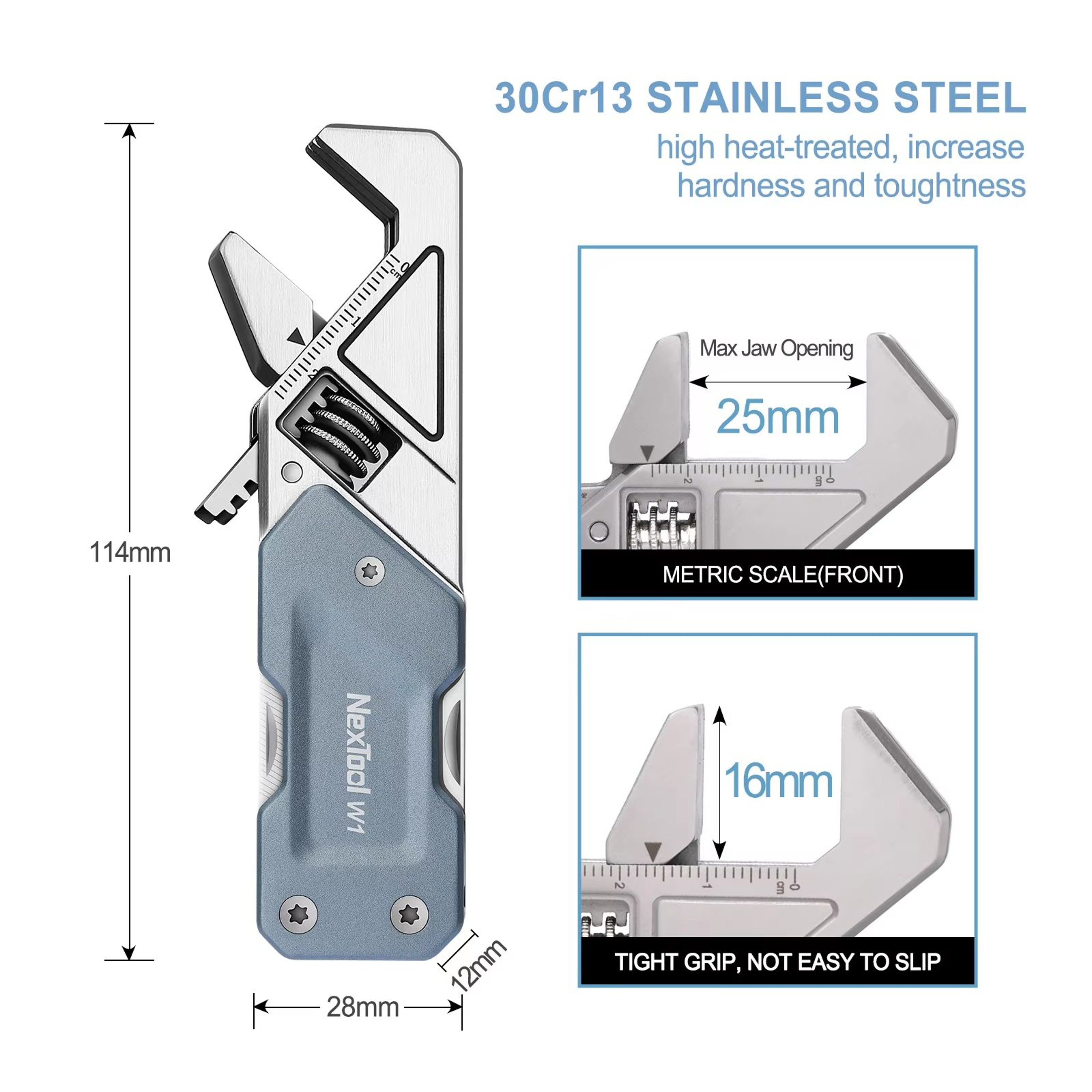 NexTool 6in1 EDC Adjustable Wrench Multitool With Screwdriver Bits Pocket Knife File And Bottle Ope 5
