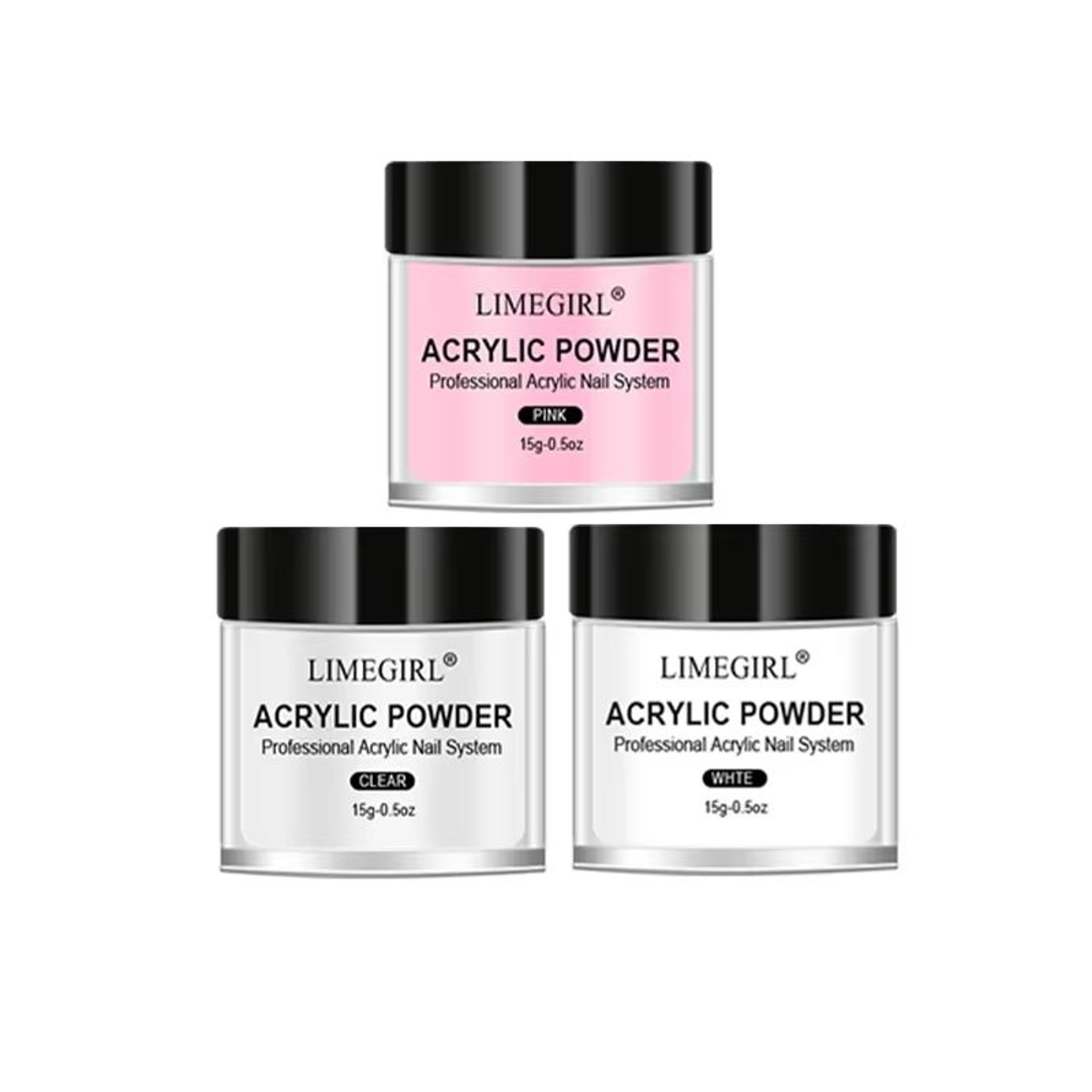 40ml Crystal Liquid  45ml Acrylic Powder Nail Kit  Beginner Acrylic Nail Set Pink White Transparent 10