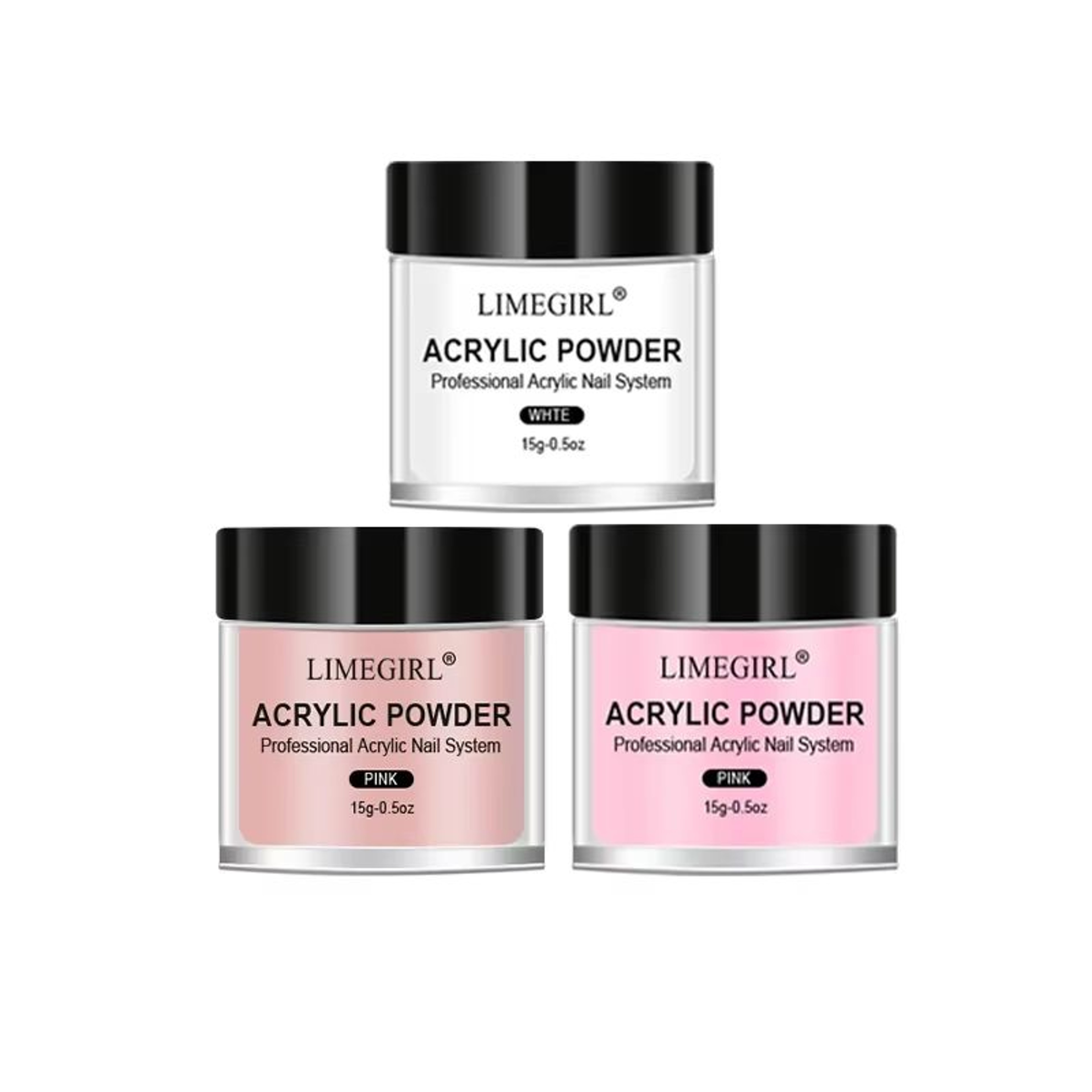 40ml Crystal Liquid  45ml Acrylic Powder Nail Kit  Beginner Acrylic Nail Set Pink White Transparent 6