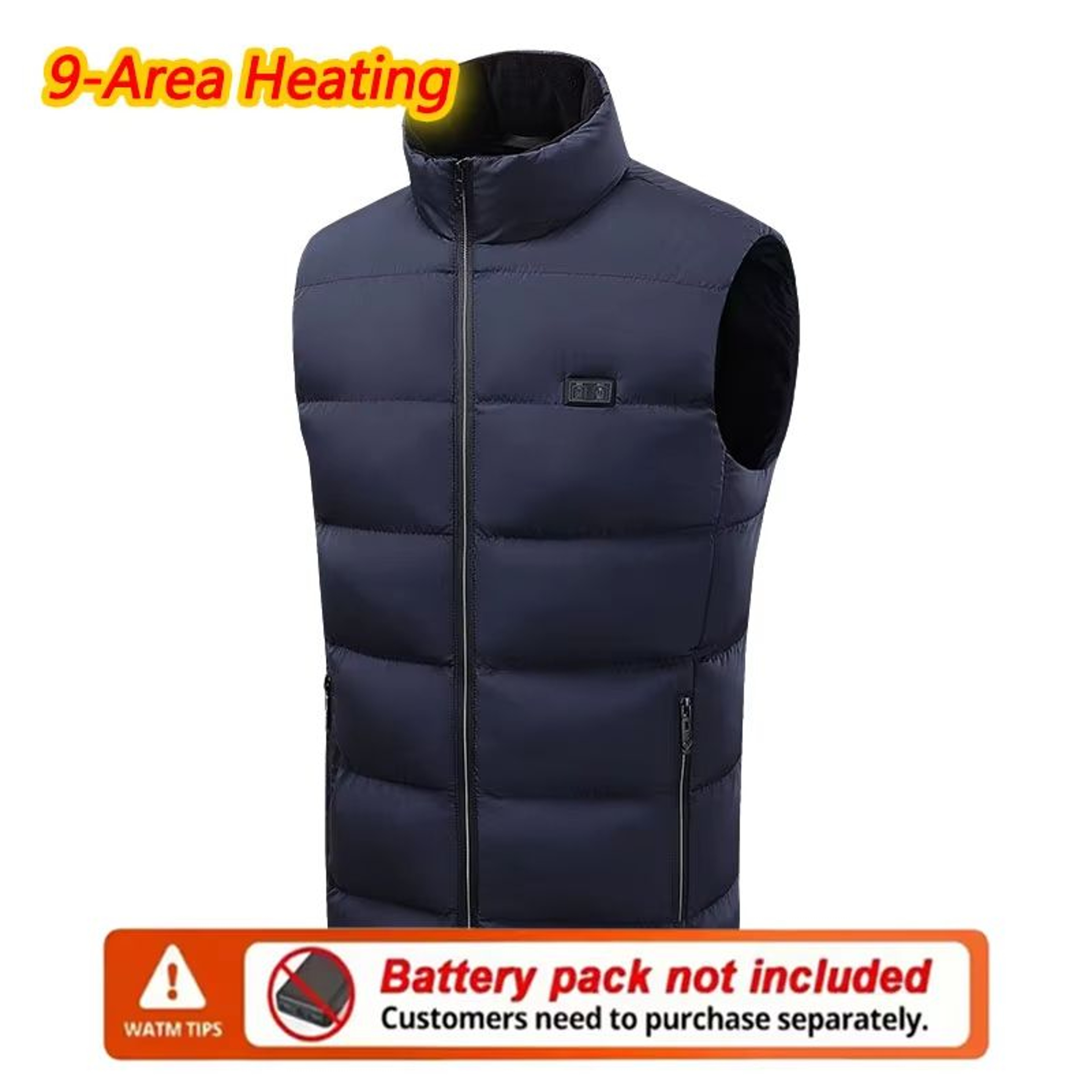 Unisex Heated Vest Winter 9Area Heating StandUp Collar Outdoor Sports Jacket Vest Power Bank Not In 7