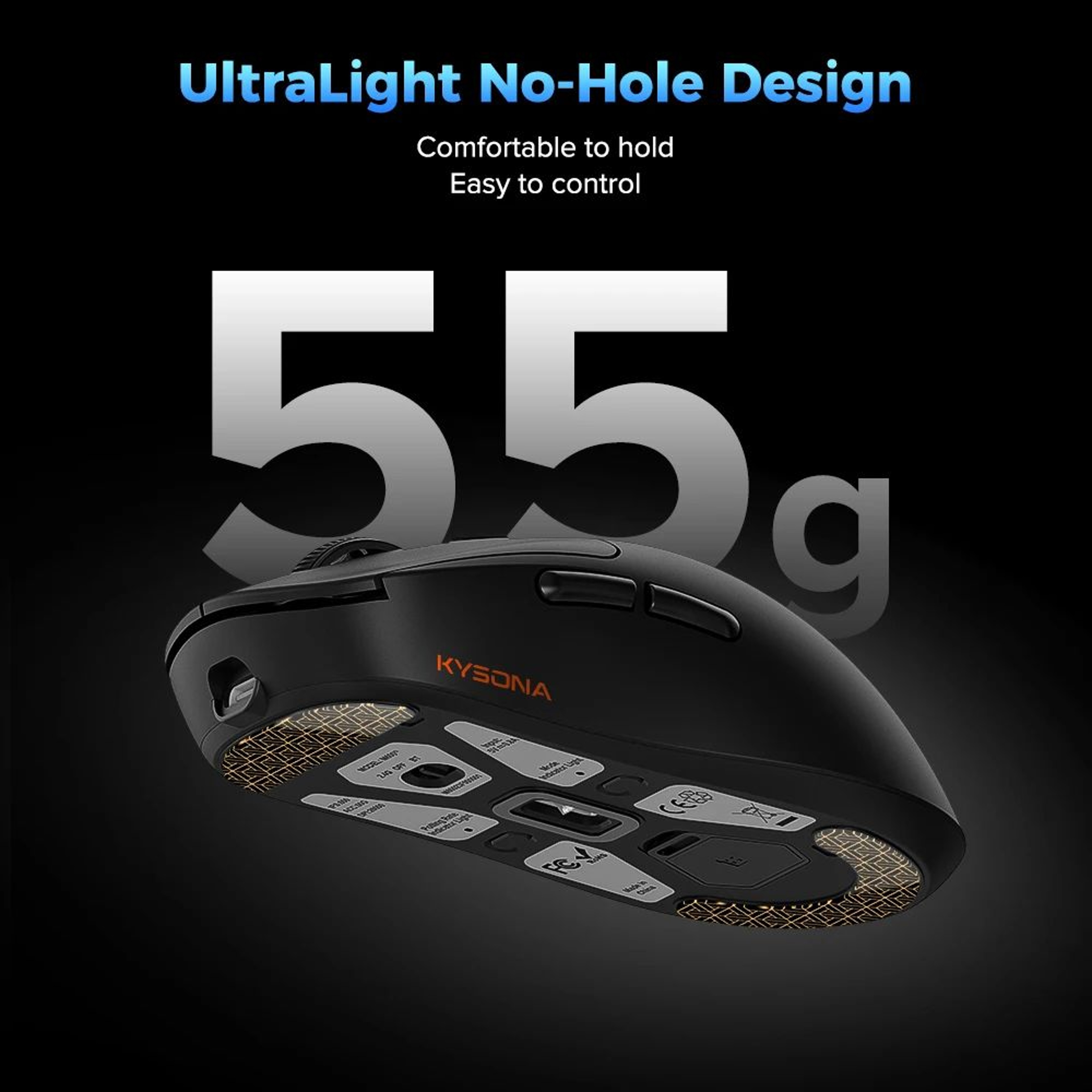Kysona M600 V2 Ultralight Wireless Gaming Mouse 55g PAW3395 26000 DPI Precision 3
