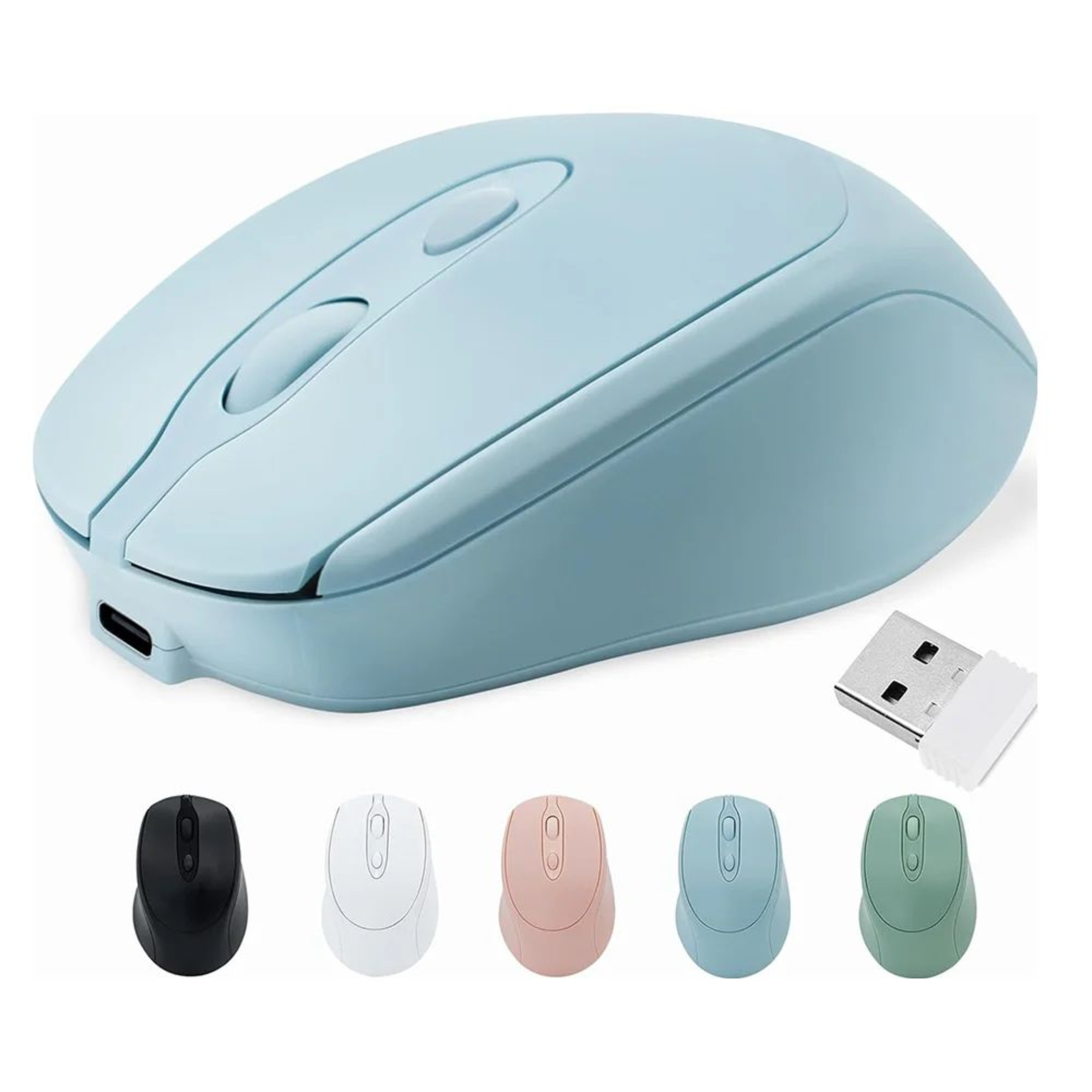 Dual Mode Wireless Mouse With Bluetooth And 24G USB Rechargeable Silent Click For PC MacBook Laptop 0