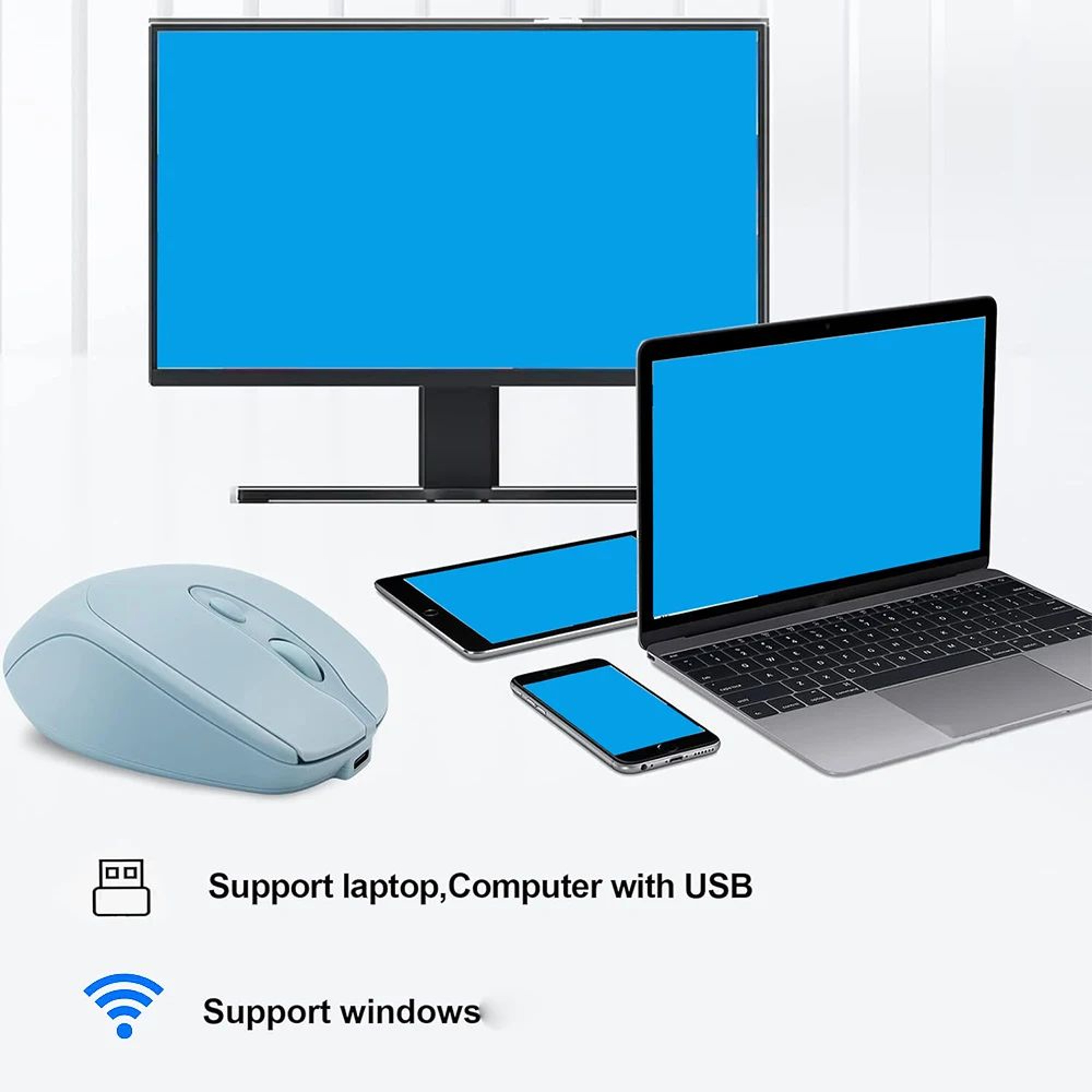 Dual Mode Wireless Mouse With Bluetooth And 24G USB Rechargeable Silent Click For PC MacBook Laptop 3