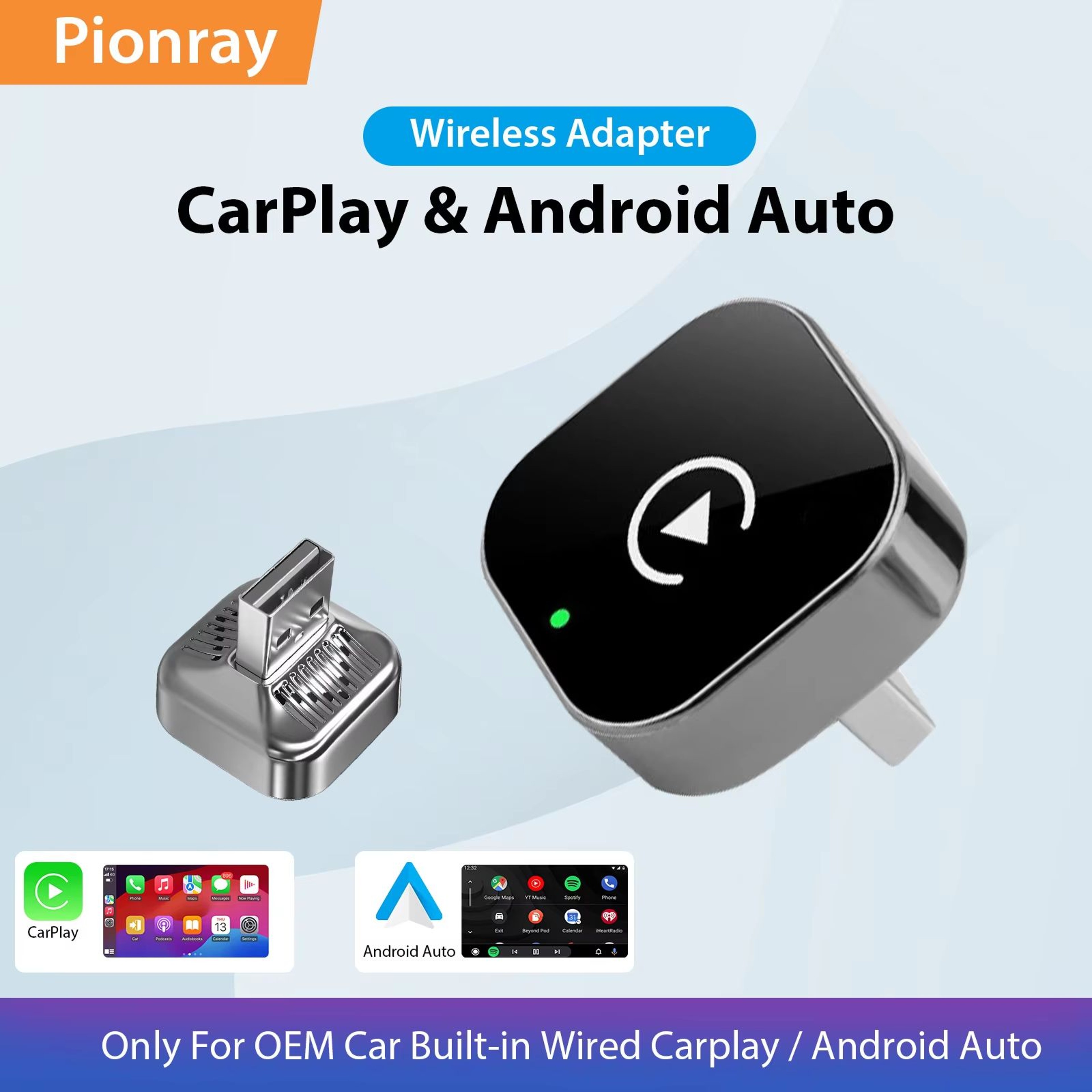Product Name Pionray 2in1 Wireless CarPlay Adapter And Android Auto Wireless Adapter 5GHz WiFi USB  0