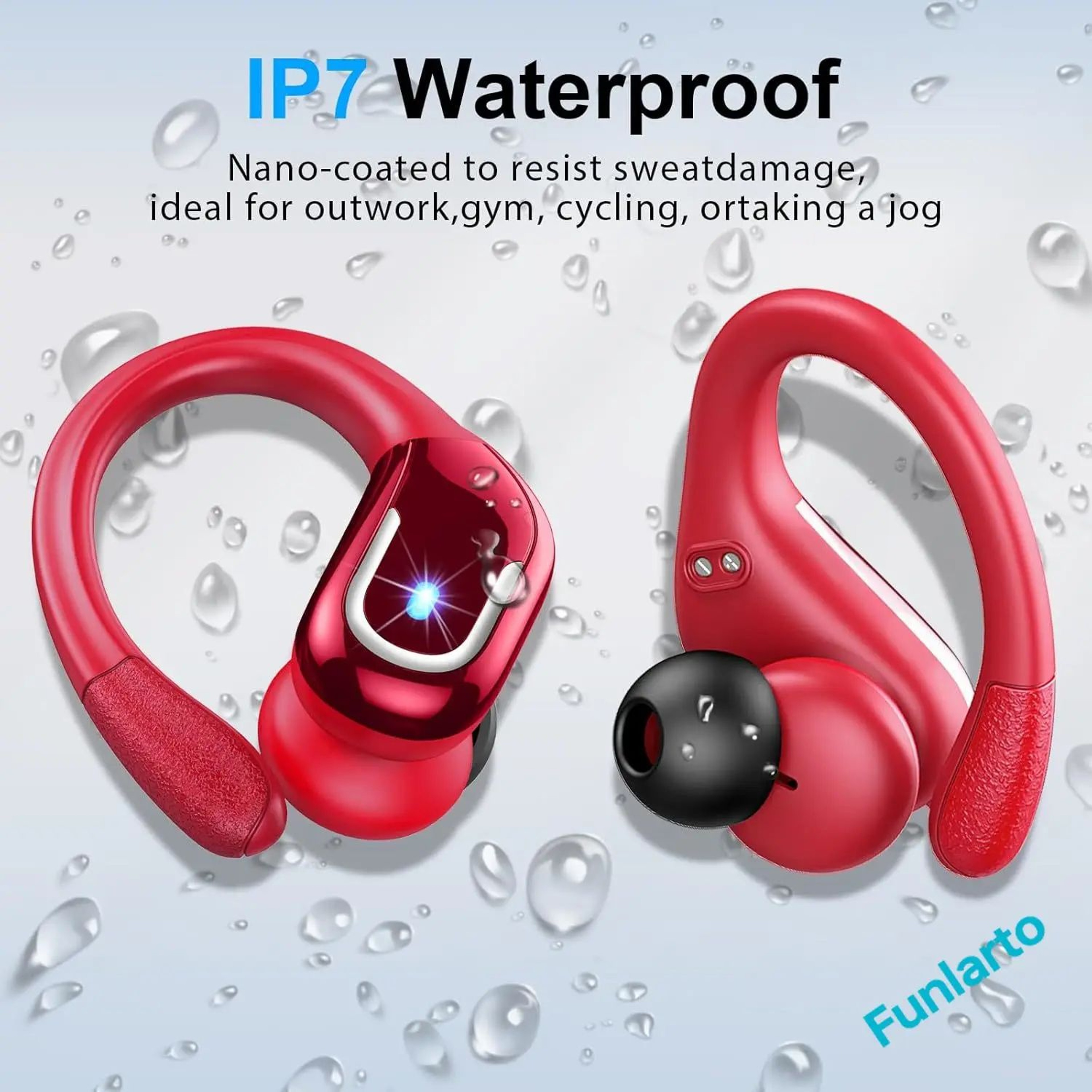 Bluetooth 53 Wireless Sport Earbuds With Earhooks And ENC Noise Canceling Mic 4