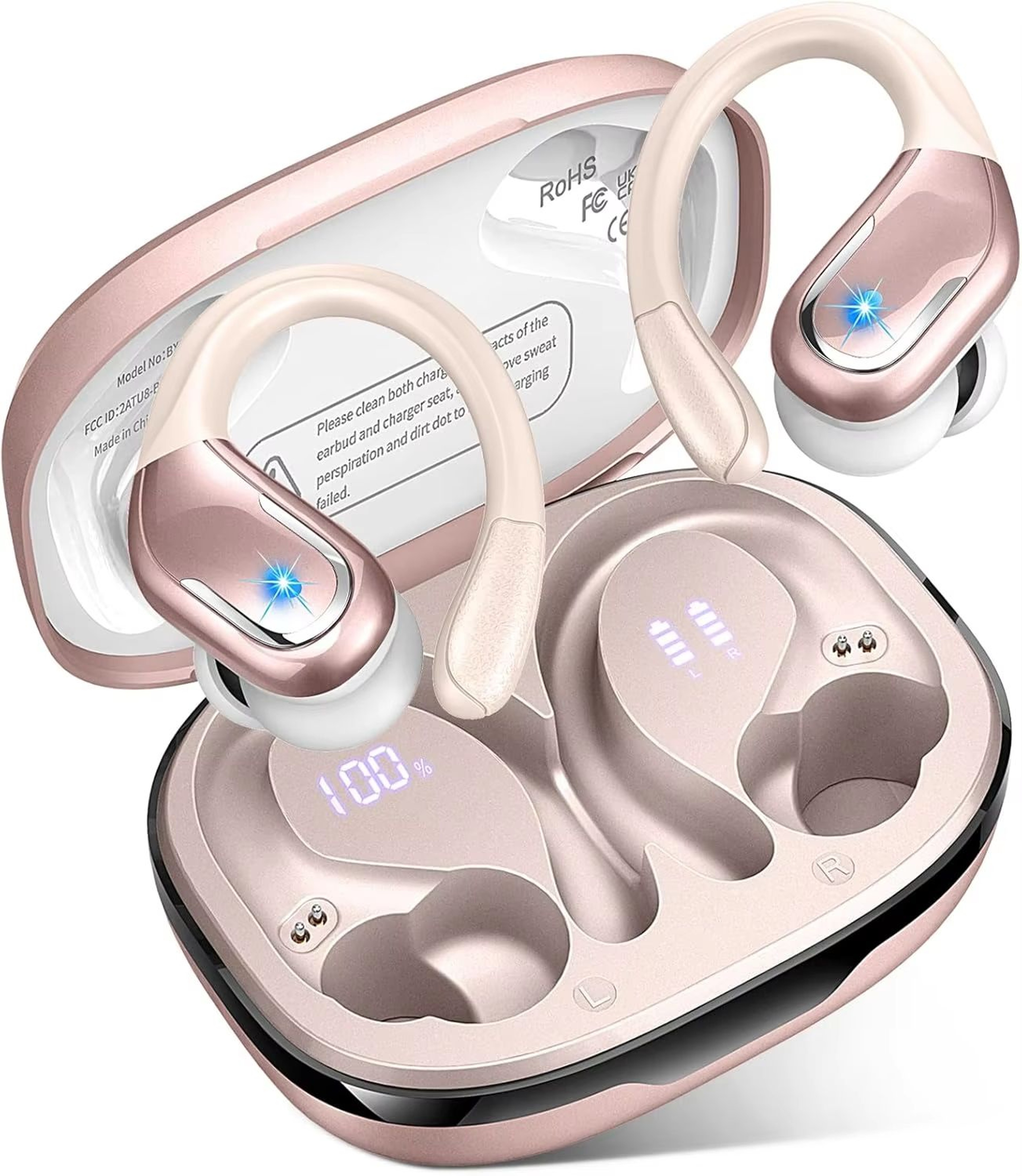 Bluetooth 53 Wireless Sport Earbuds With Earhooks And ENC Noise Canceling Mic 6