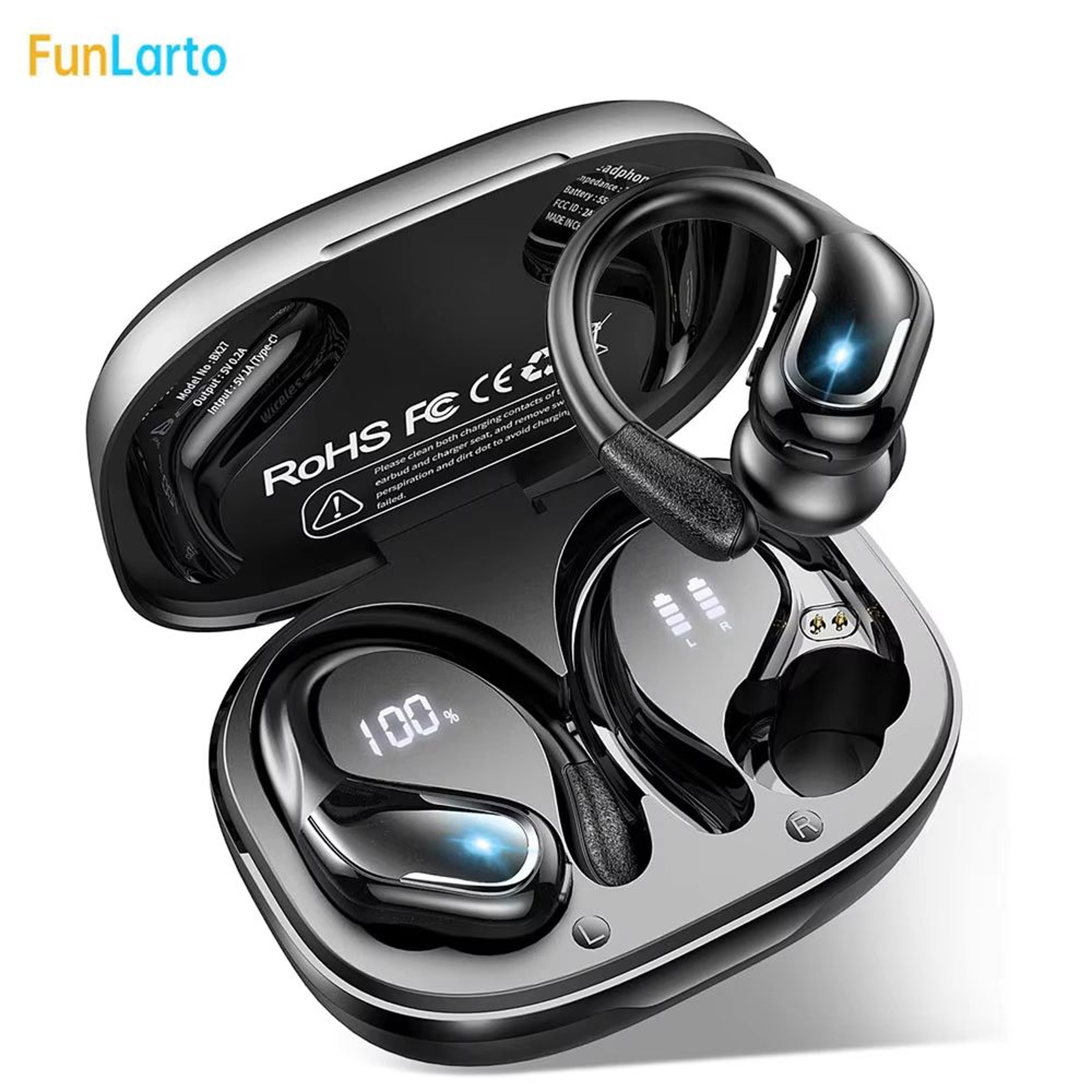 Bluetooth 53 Wireless Sport Earbuds With Earhooks And ENC Noise Canceling Mic 8