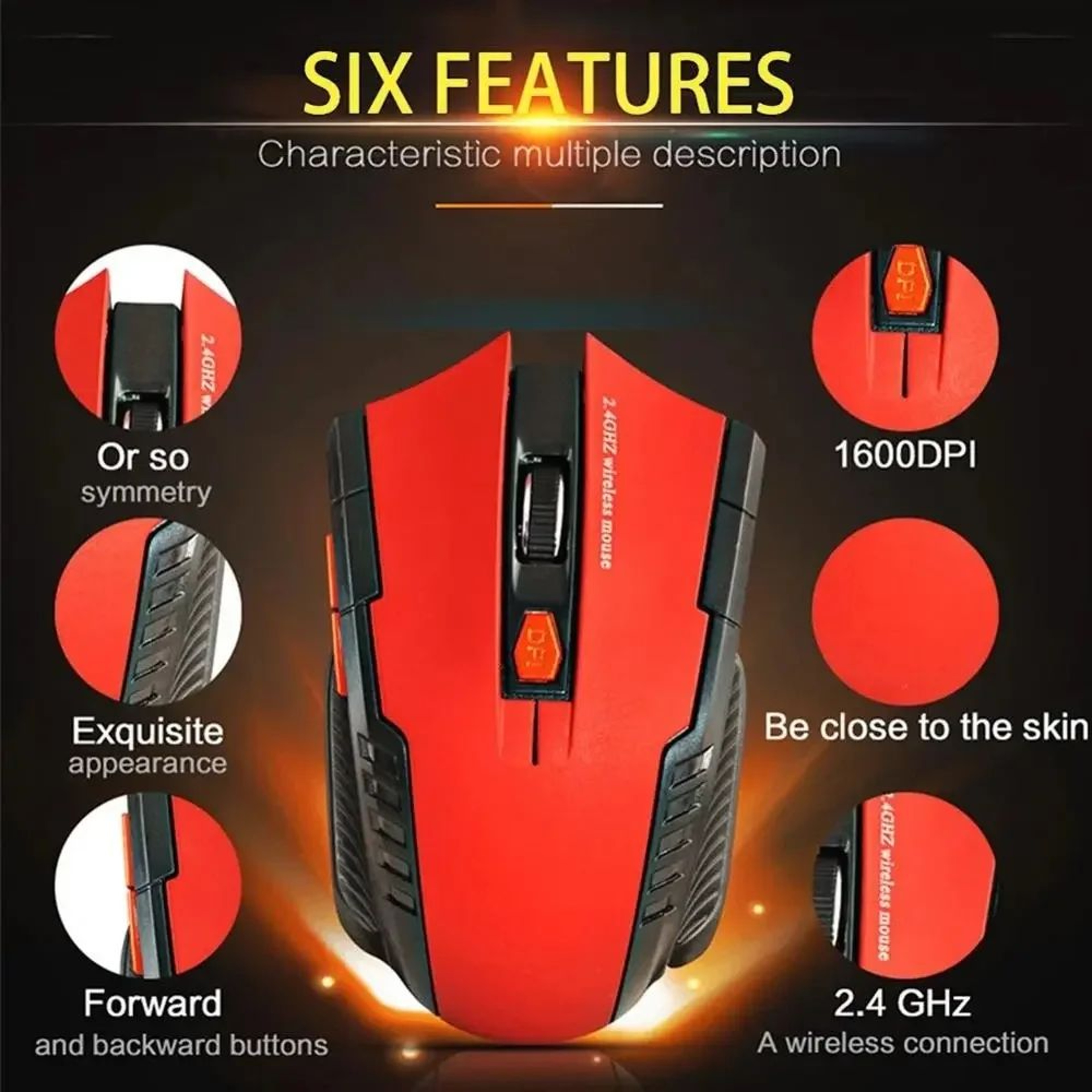 113 24GHz Wireless Optical Mouse 6 Button Portable USB Receiver Mouse For Laptop And Desktop 4