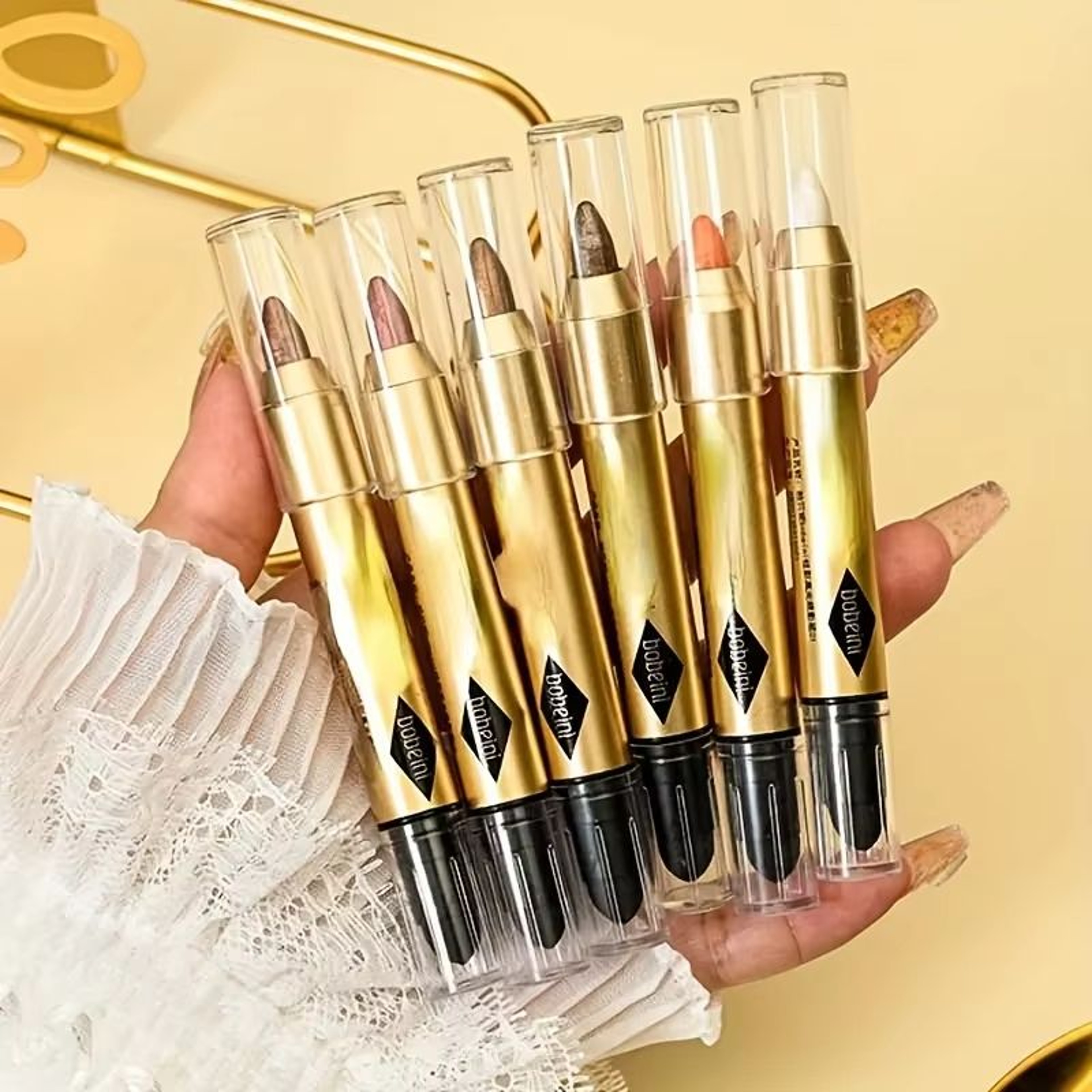 Double Head Metallic Eyeshadow Stick Diamond Shimmer Highlighter Pencil 4