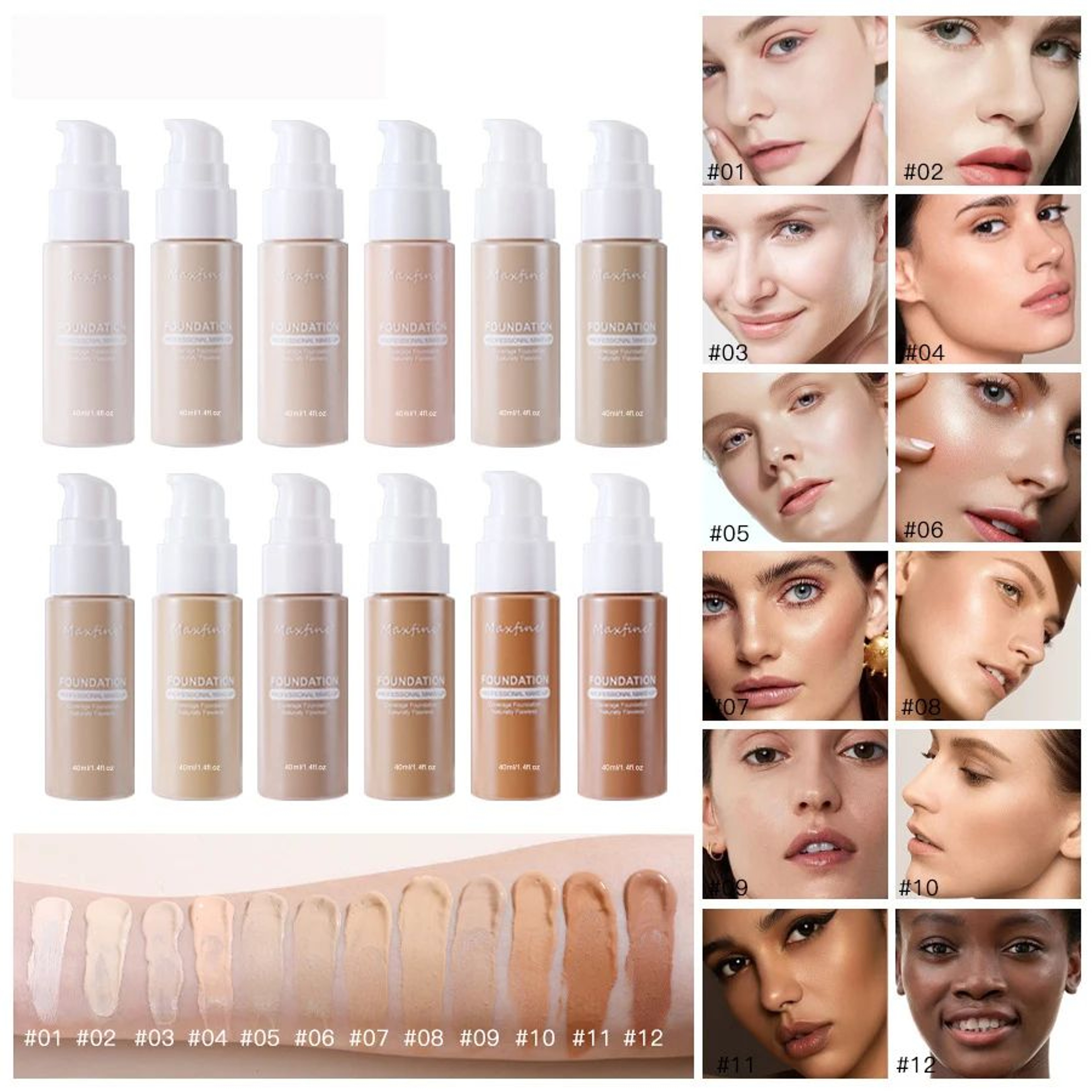 Flawless Waterproof Liquid Foundation Full Coverage Concealer Foundation Sweat Resistant Long Wear  1