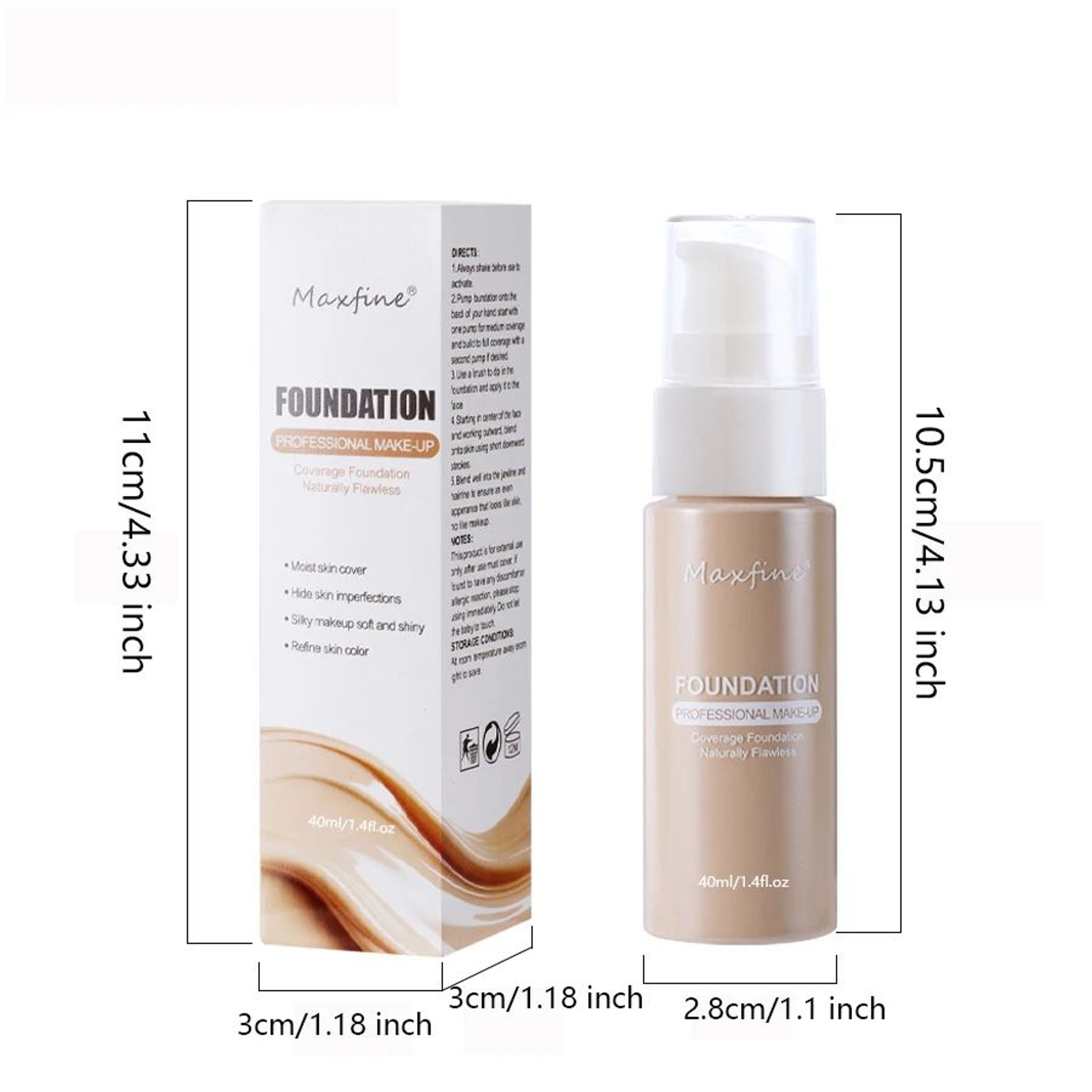 Flawless Waterproof Liquid Foundation Full Coverage Concealer Foundation Sweat Resistant Long Wear  3