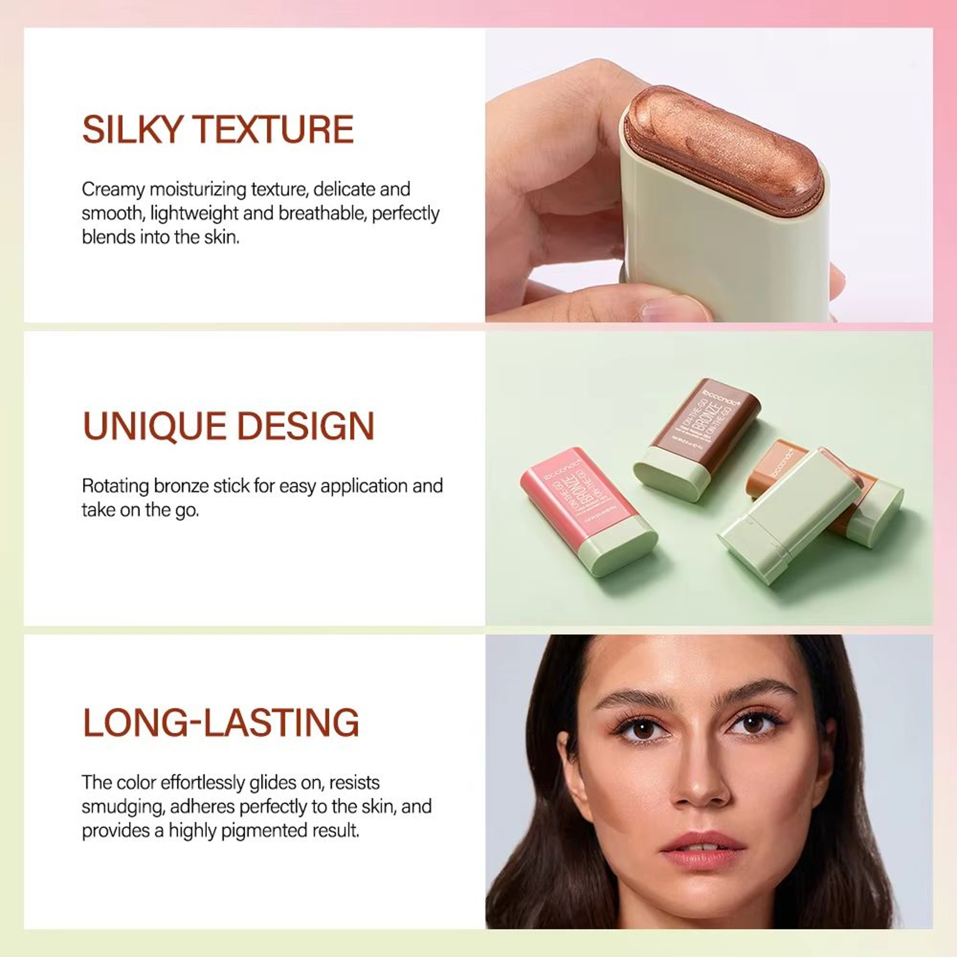 Radiant Glow Highlighter Stick 3 Color Face Contour Stick Brightening Concealer Makeup Pen 3