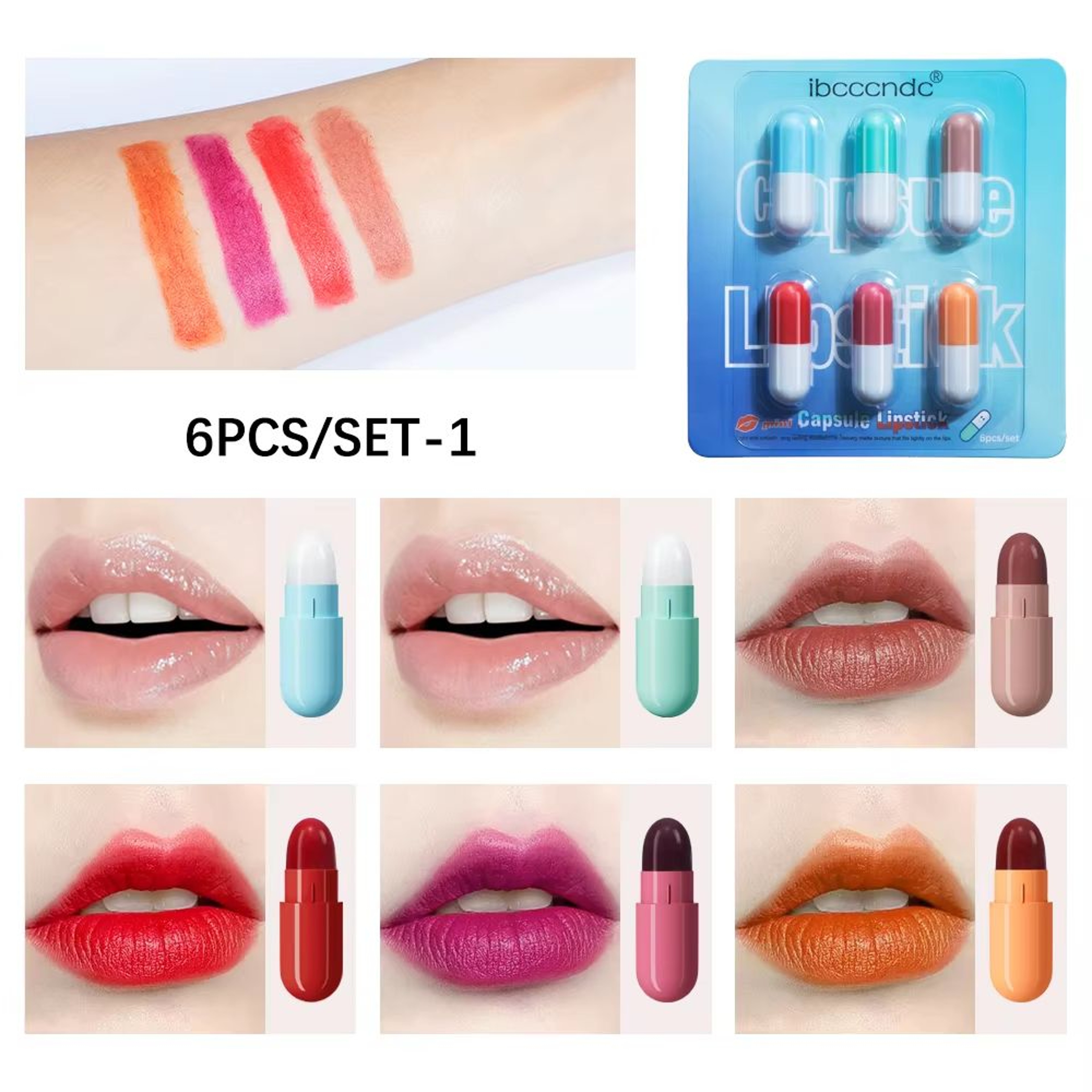 CapsuleCharm Mini Capsule Lipstick Set  Moisturizing Capsule Lipstick Set With Waterproof Mini Lips 7