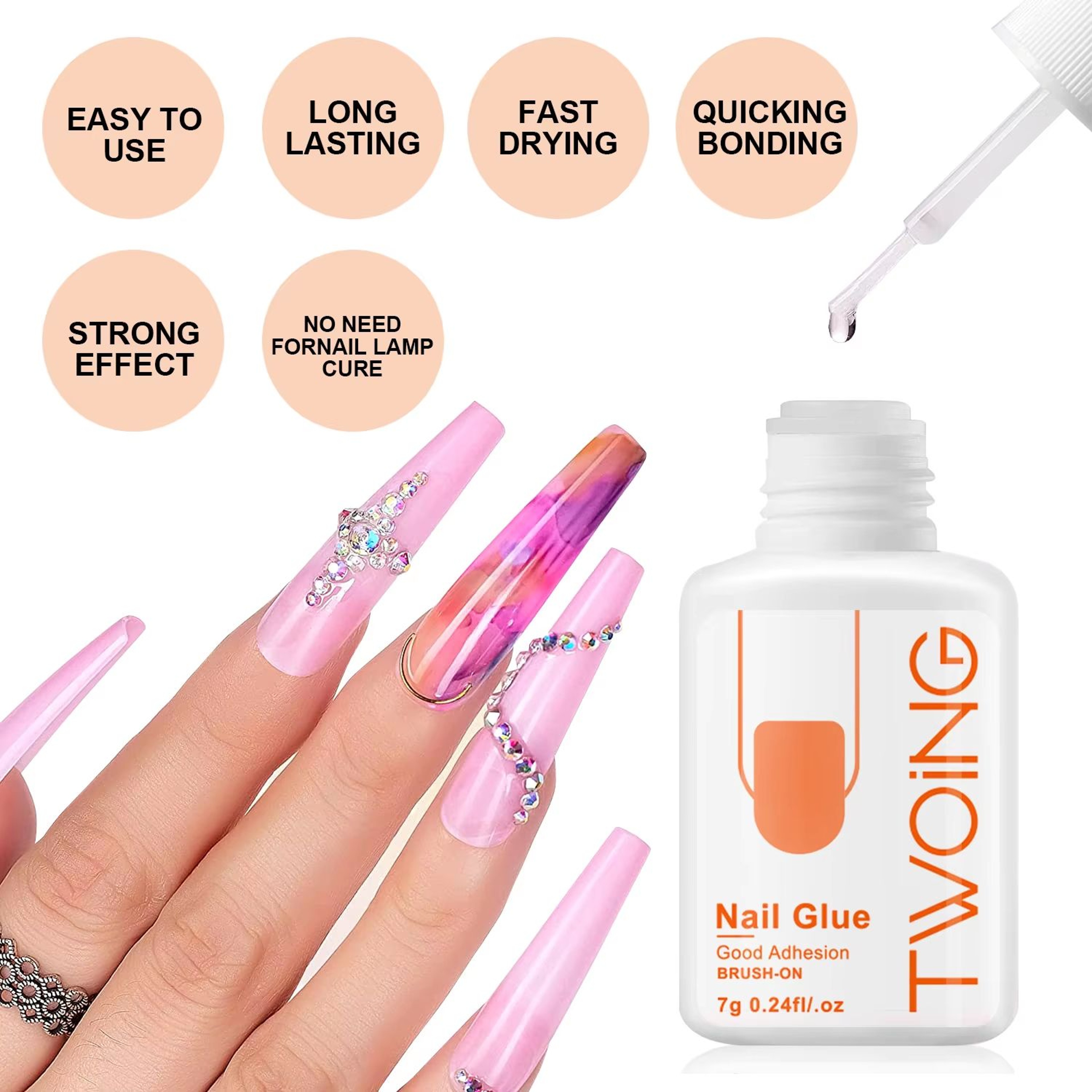 Super Strong Nail Glue For Press On Nails Long Lasting Acrylic Nail Glue 7g 2