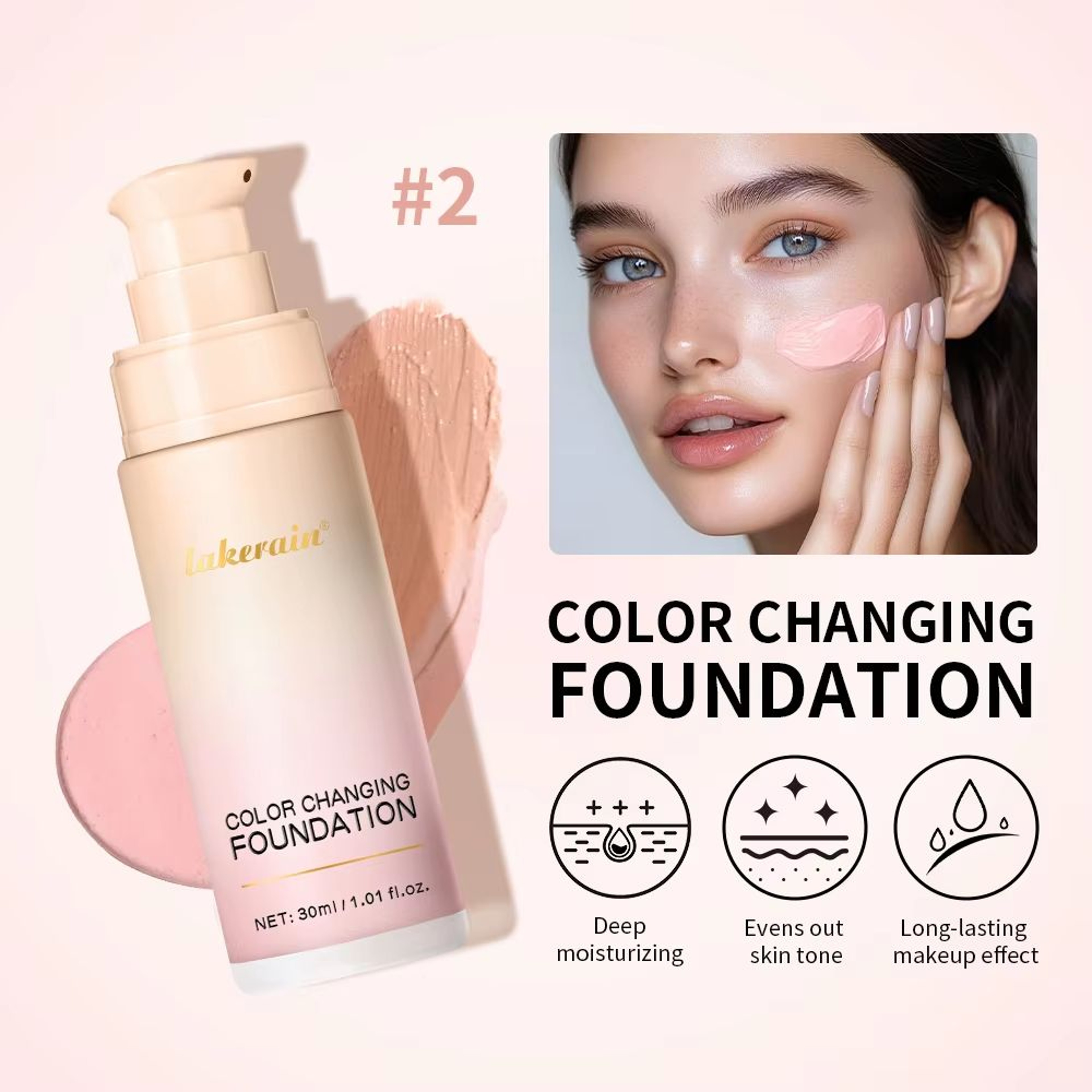 Magic Color Changing Foundation Liquid CC Cream Foundation Long Lasting Skin Tone Matching Base 3