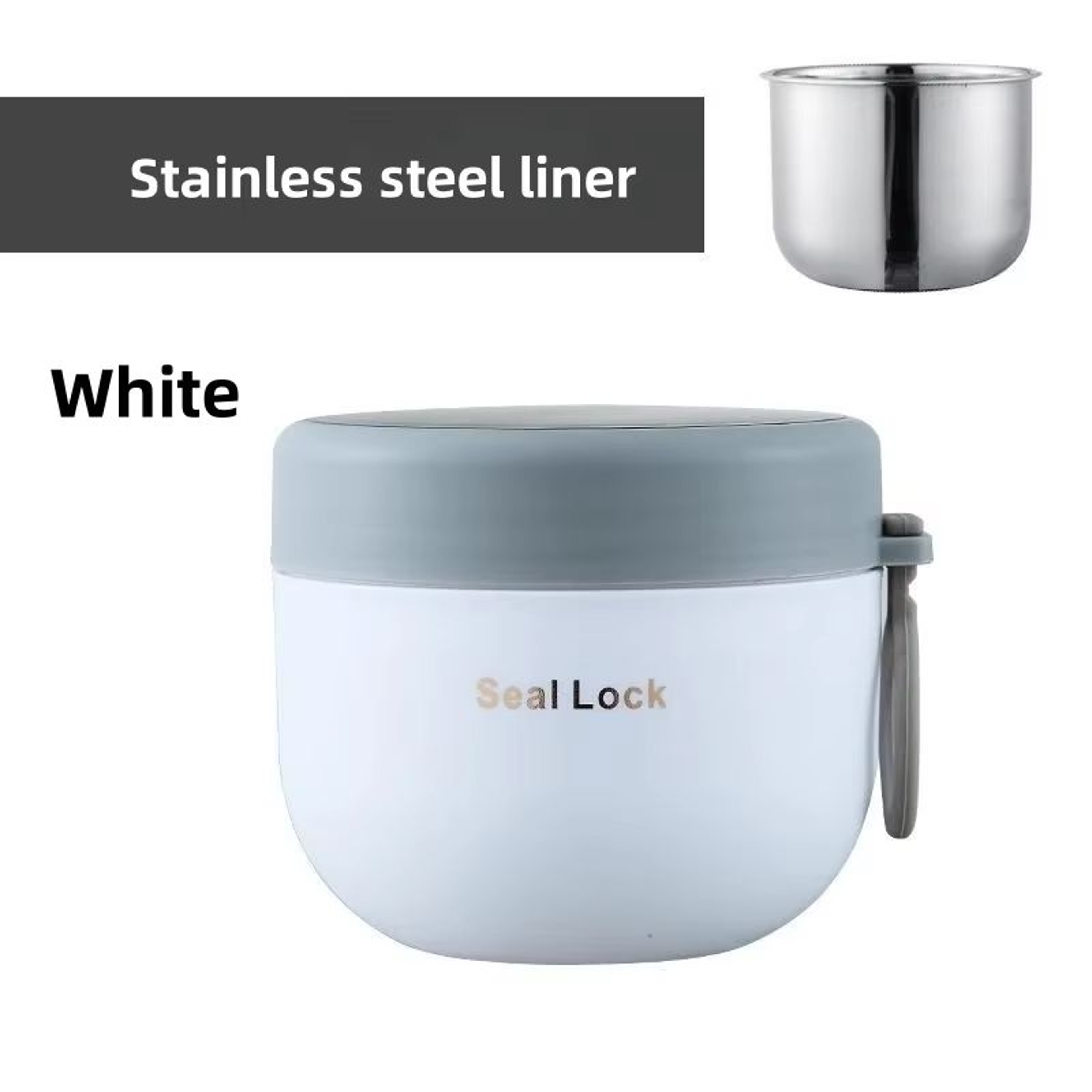 600ML Stainless Steel Lunch Bowl Microwave Safe Soup Noodle Container With Lid 6