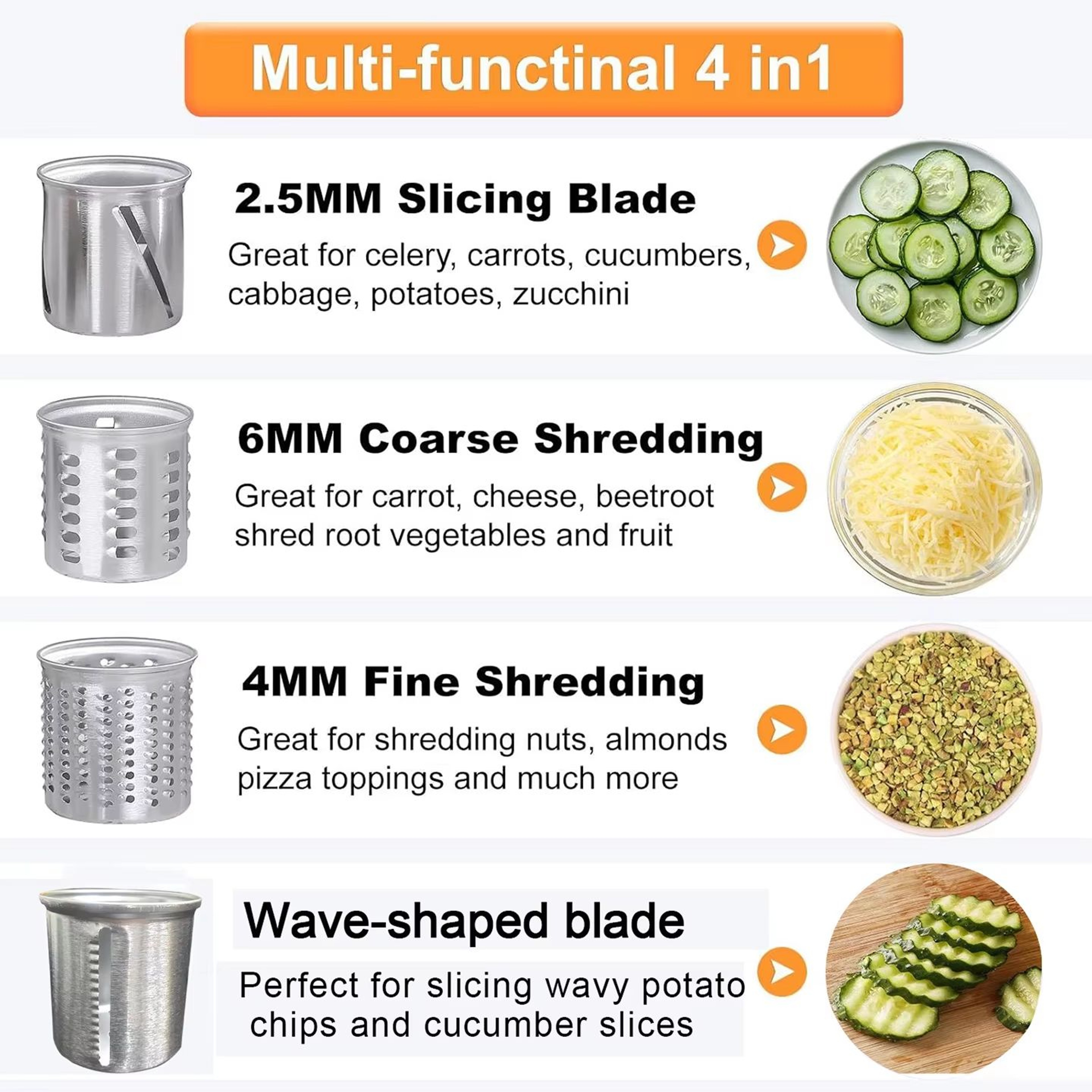 KA304 Large Stainless Steel Slicer Shredder Attachment For KitchenAid Mixers 5