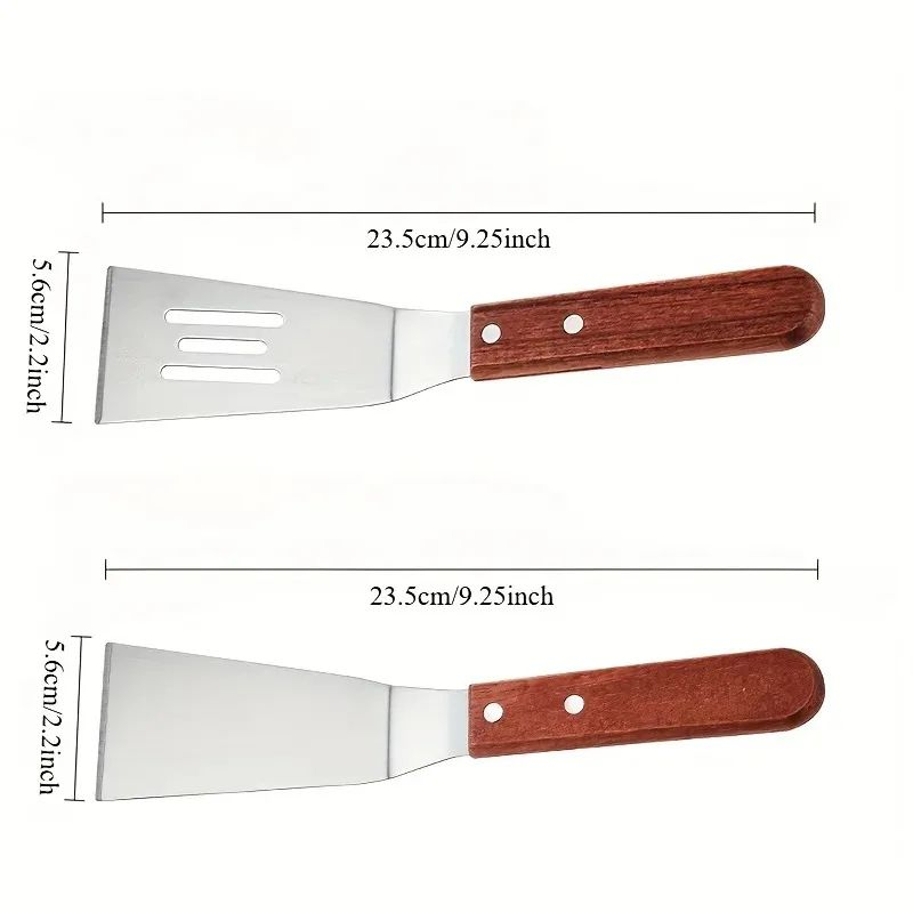 Stainless Steel Square Head Grill Spatula With Wooden Handle 5
