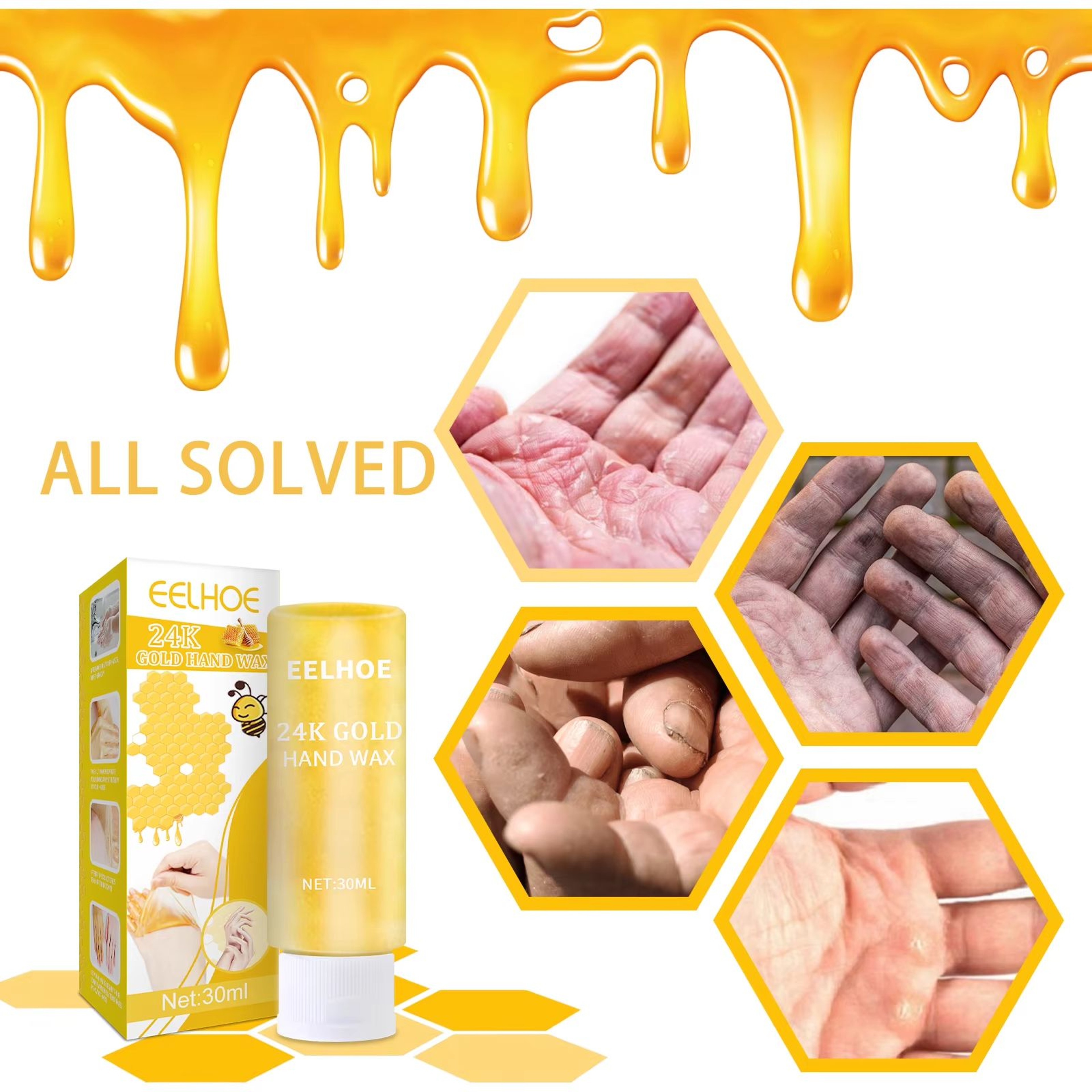 24K Gold Honey Hand Wax Mask For Deep Moisture And Smooth Softer Hands 4