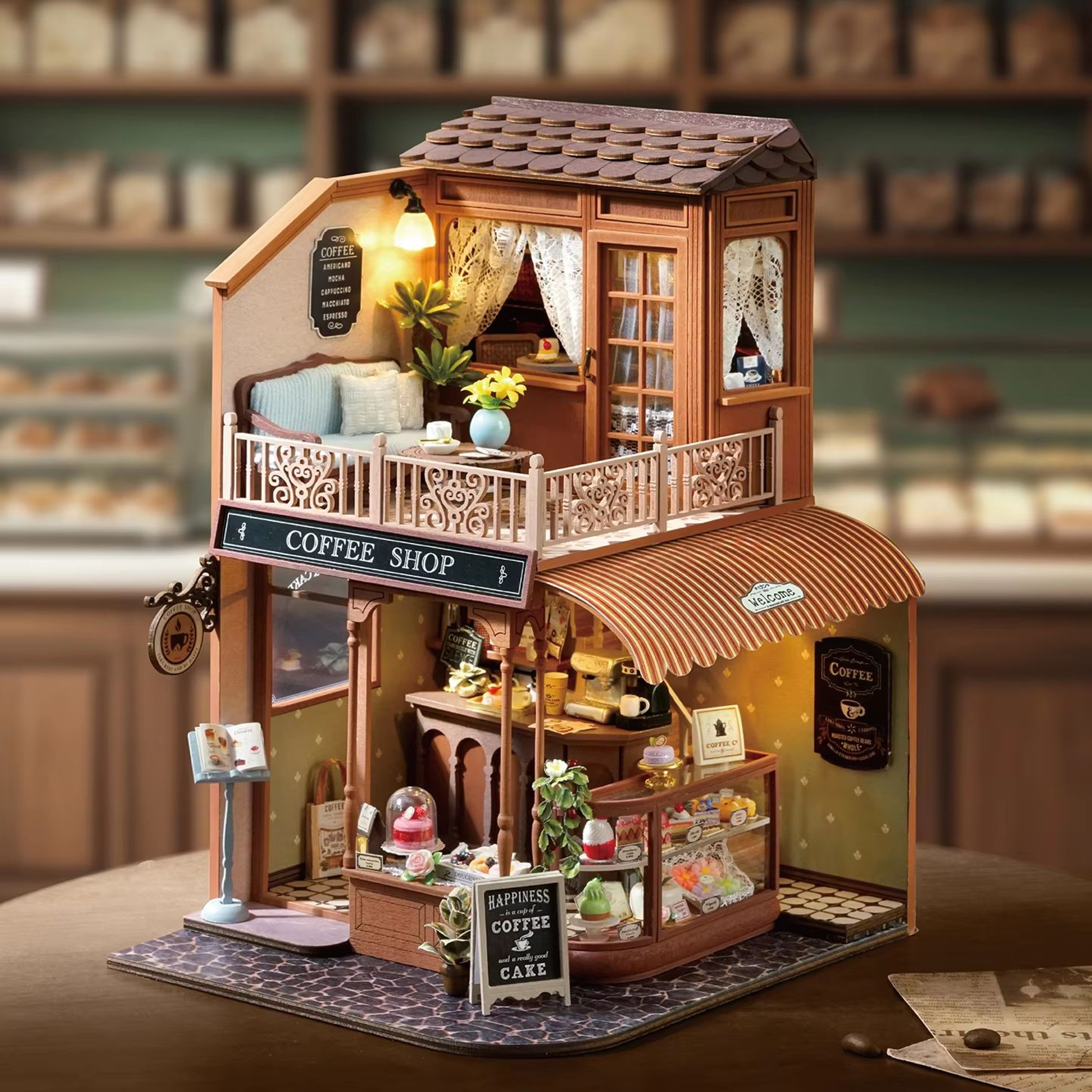 DIY Miniature House Book Nook Kit 3D Wooden Puzzle Bookshelf Insert Model 2