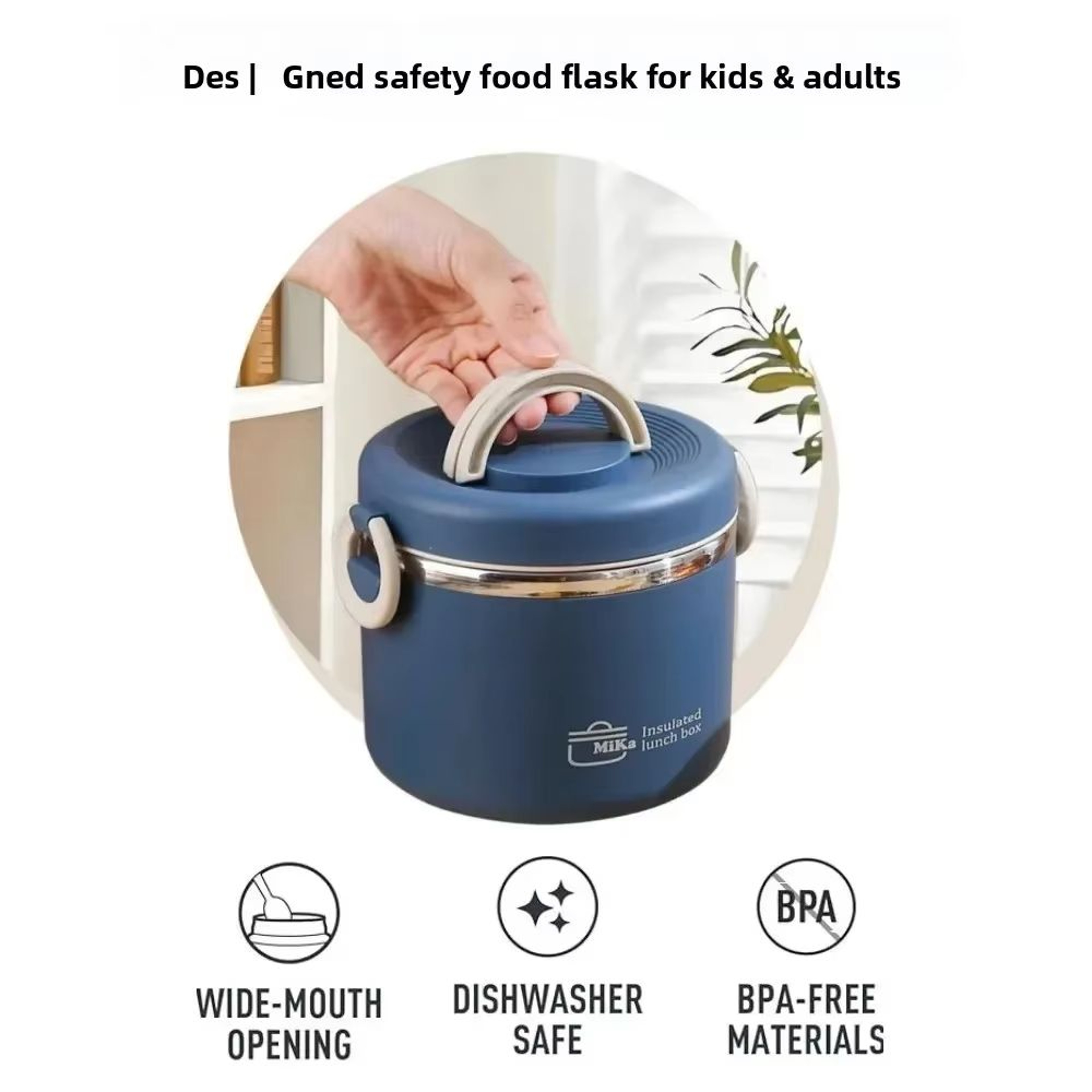 Portable Stainless Steel Insulated Lunch Box Hot Food Thermos Bento Container 2