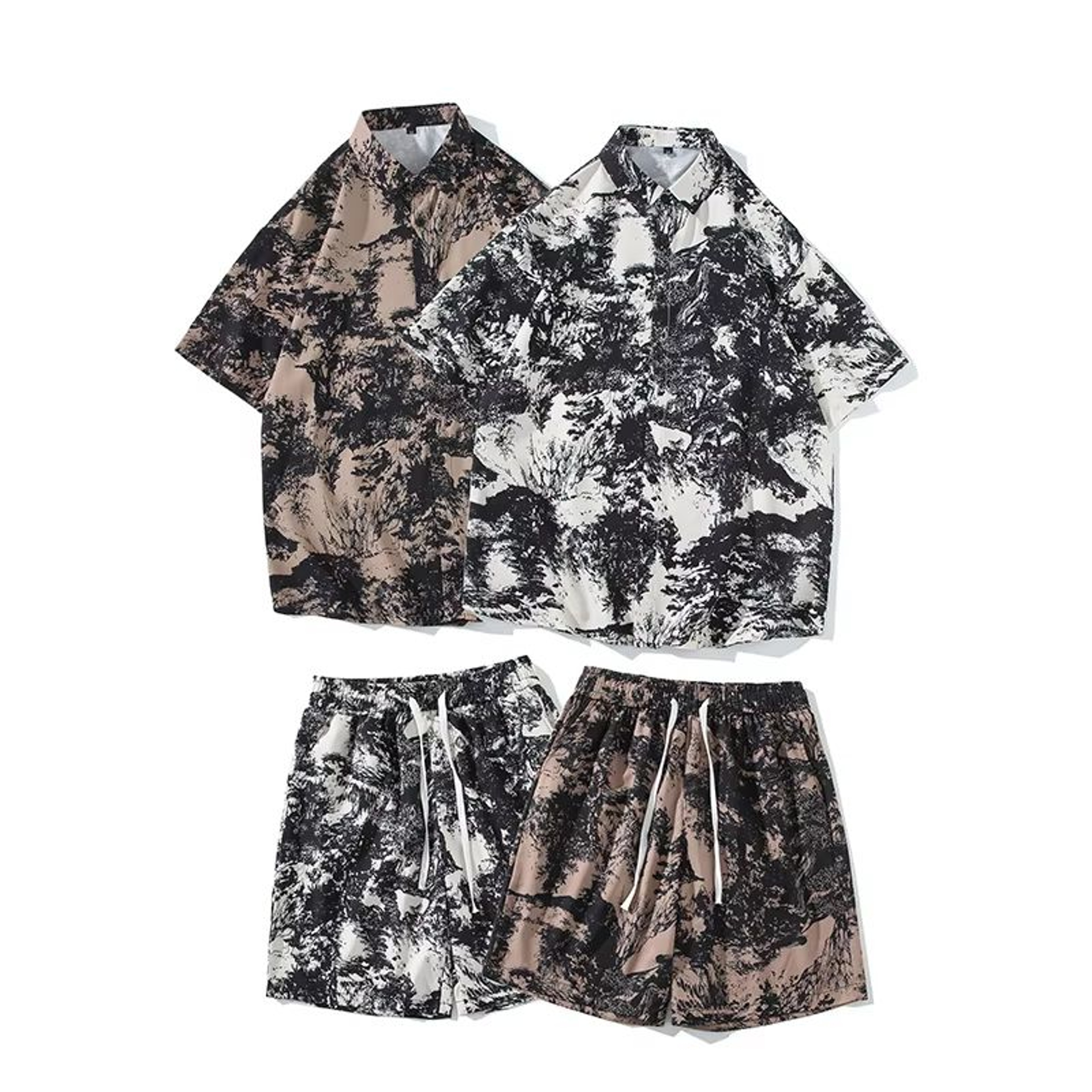 Mens Hawaiian Shirt And Shorts Set  Quick Dry Summer Beach Outfit 2 Piece 0