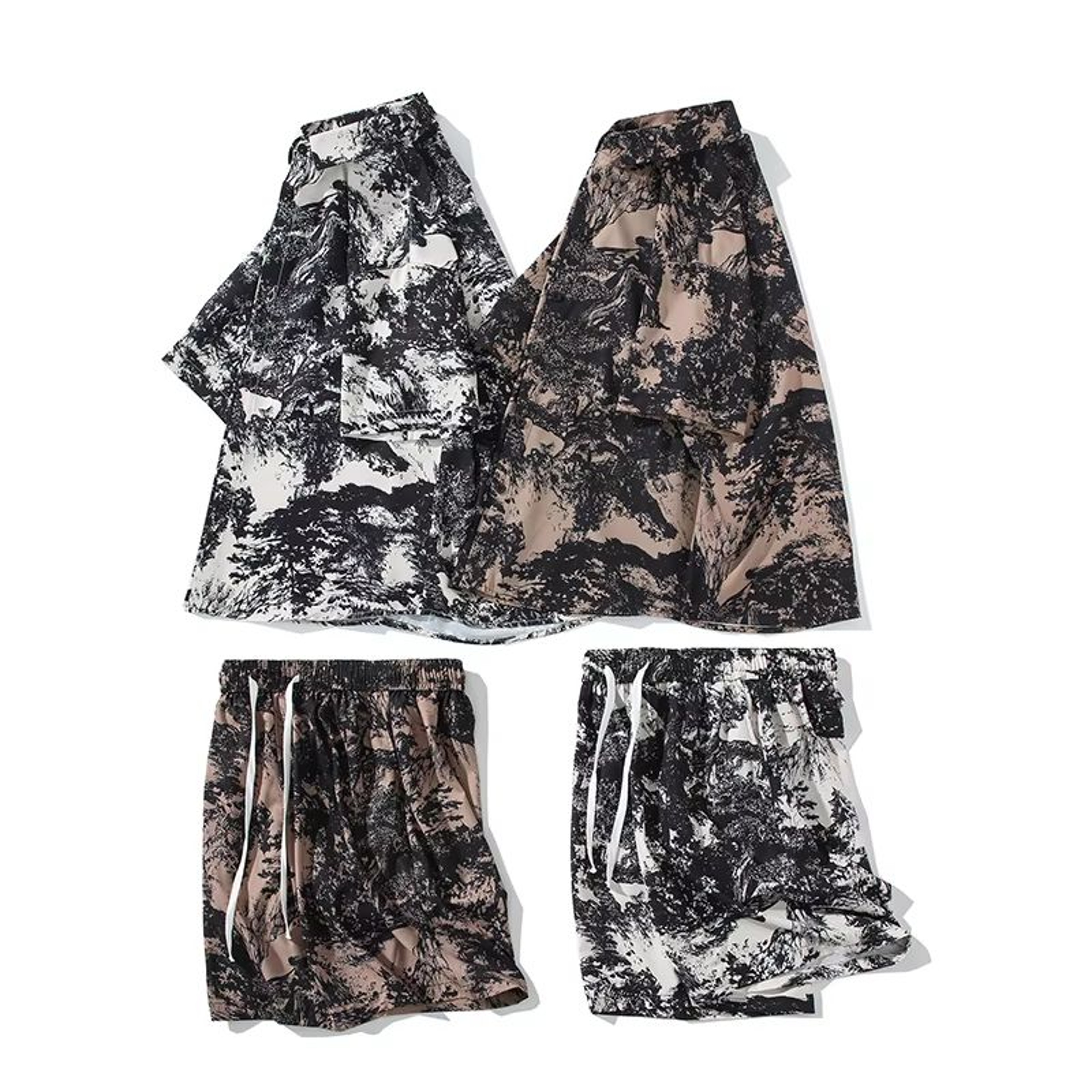 Mens Hawaiian Shirt And Shorts Set  Quick Dry Summer Beach Outfit 2 Piece 1