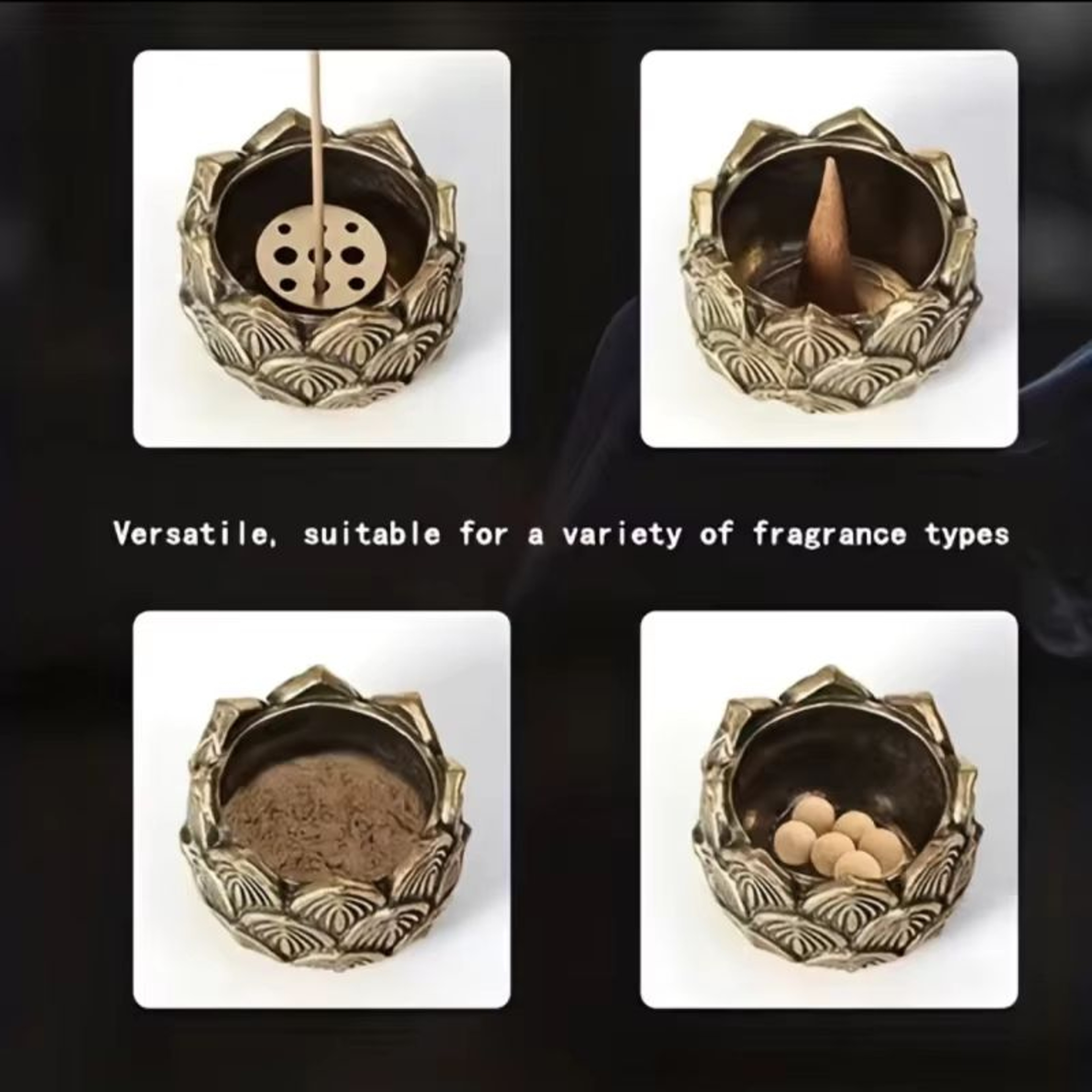 Mini Lotus Incense Cone Burner  Lotus Incense Holder Zen Meditation Decor 2