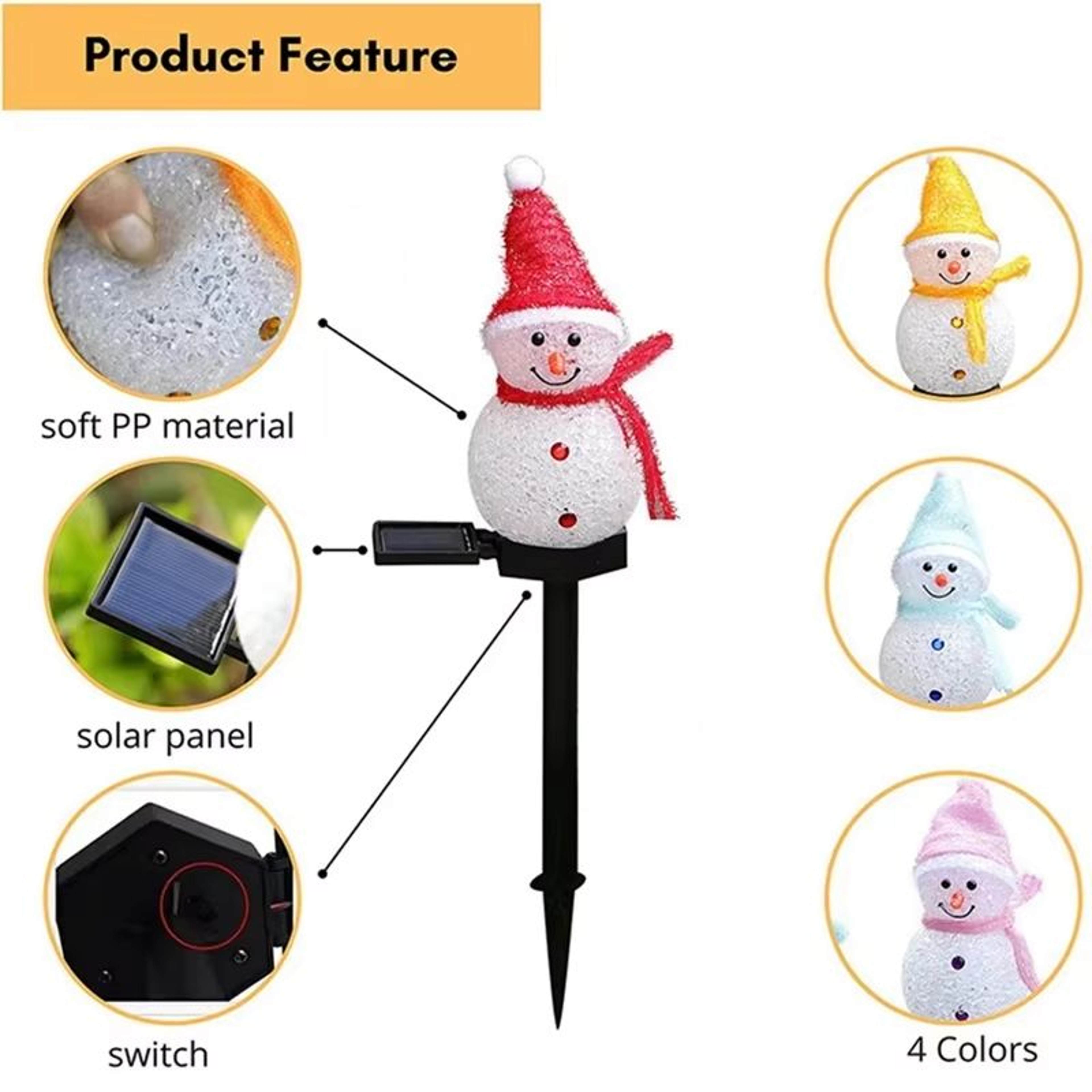 Solar Snowman LED Garden Stake Lights Waterproof Christmas Pathway Decor 2