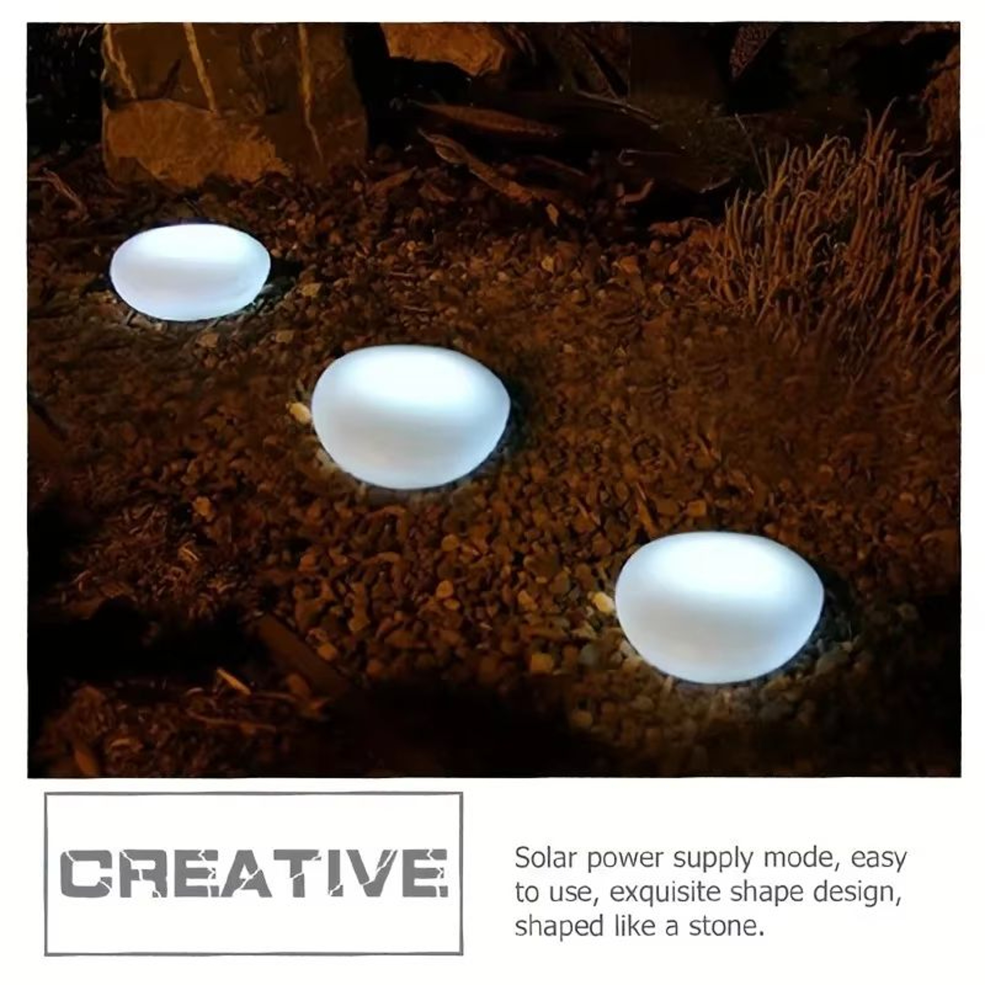 Solar Stone Garden Lights Waterproof Outdoor Rock Spotlights 1
