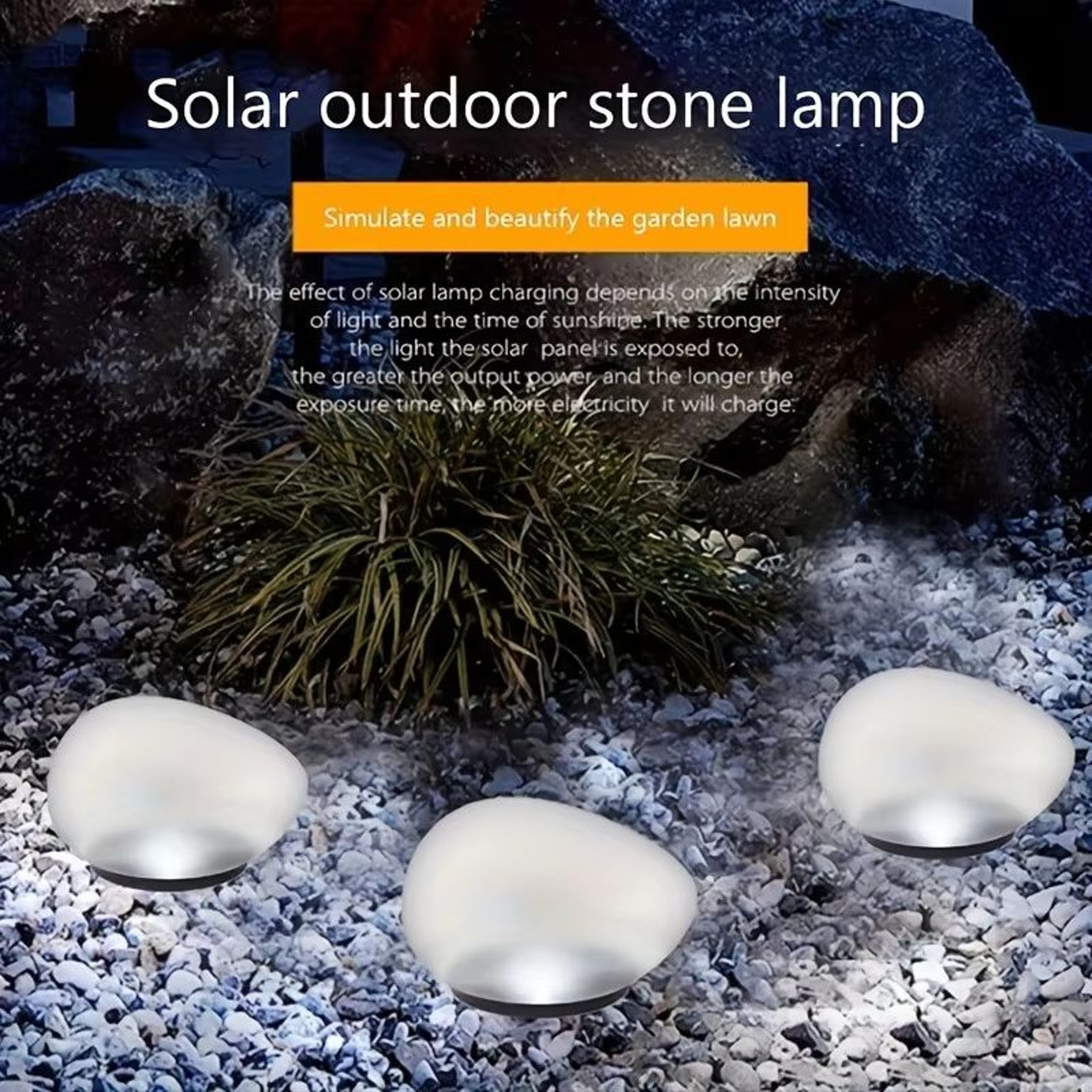 Solar Stone Garden Lights Waterproof Outdoor Rock Spotlights 2