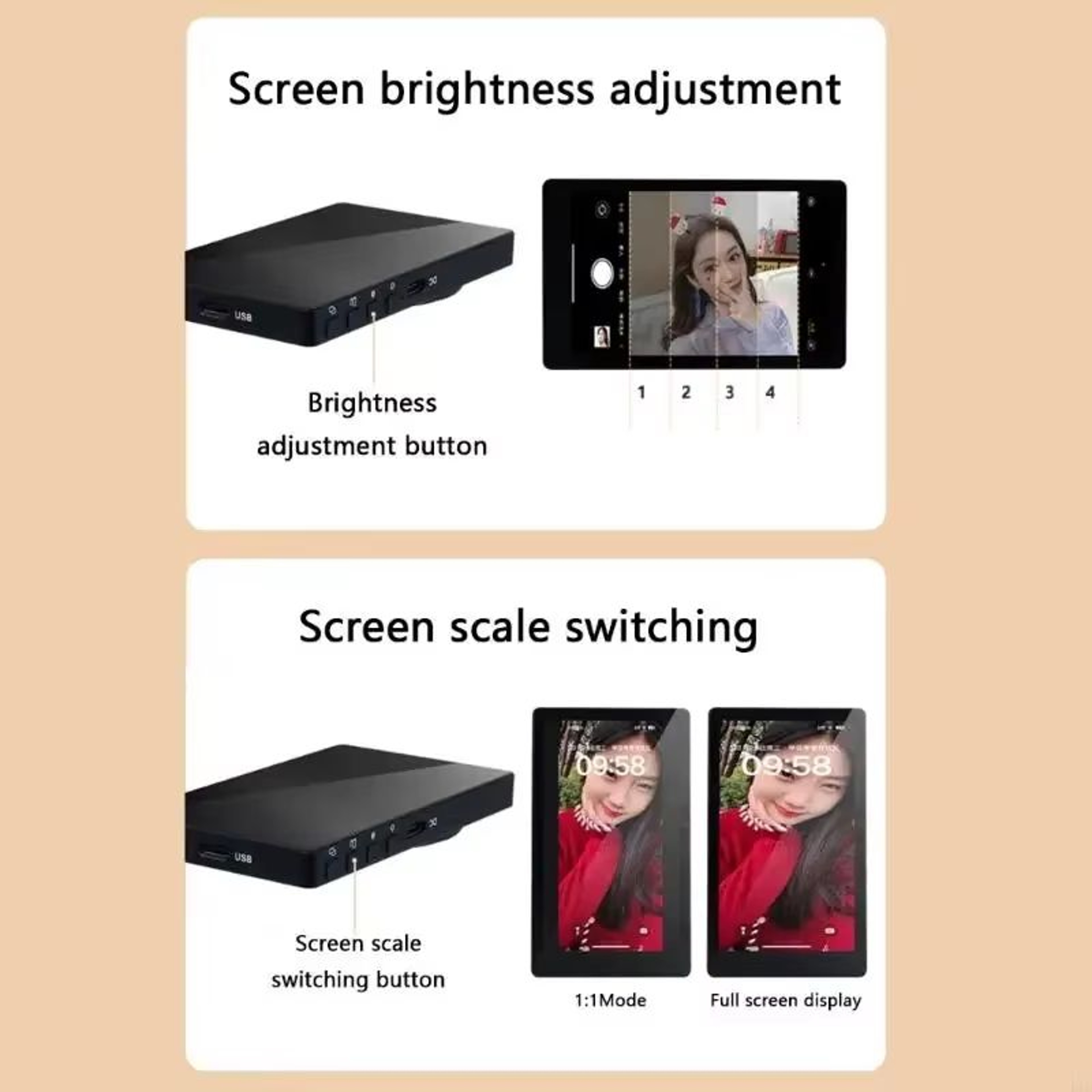 Wireless Selfie Monitor Screen With Bluetooth Remote For Phone Vlogging 4