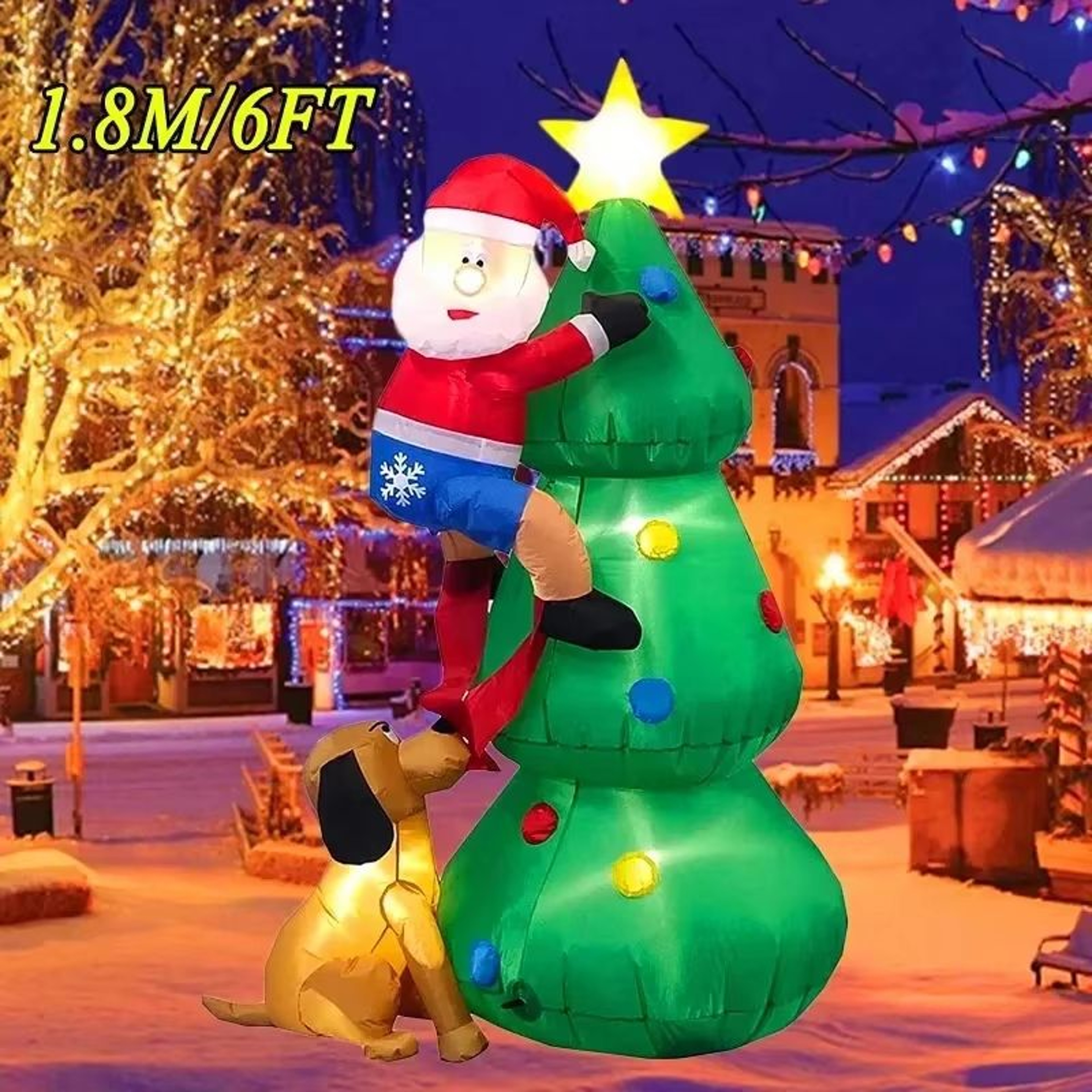 7087in Inflatable Christmas Decoration Santa Backpack LED Outdoor Holiday Display 11