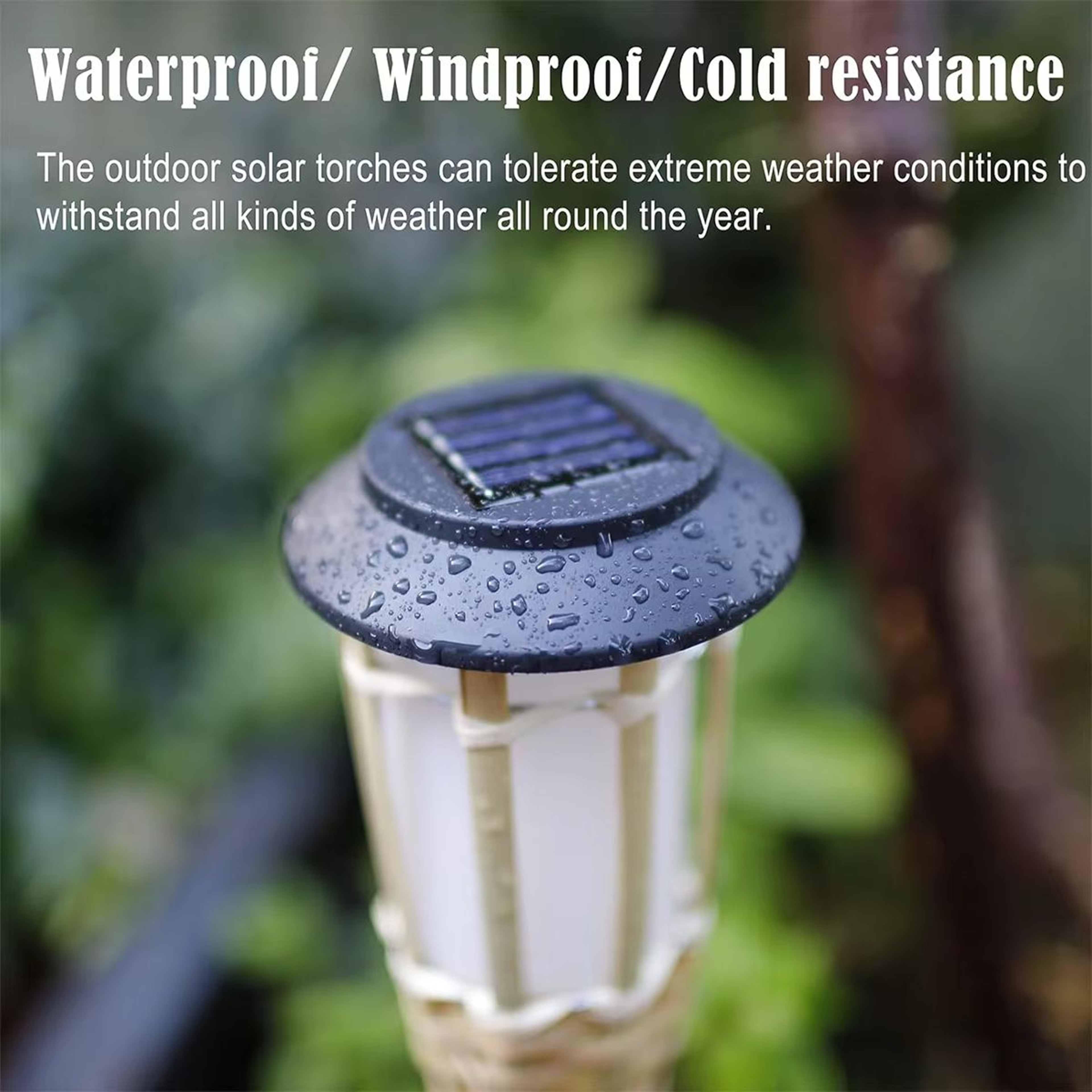 Solar Flickering Flame Torch Lights Waterproof Bamboo Outdoor Garden Pathway Decor 4