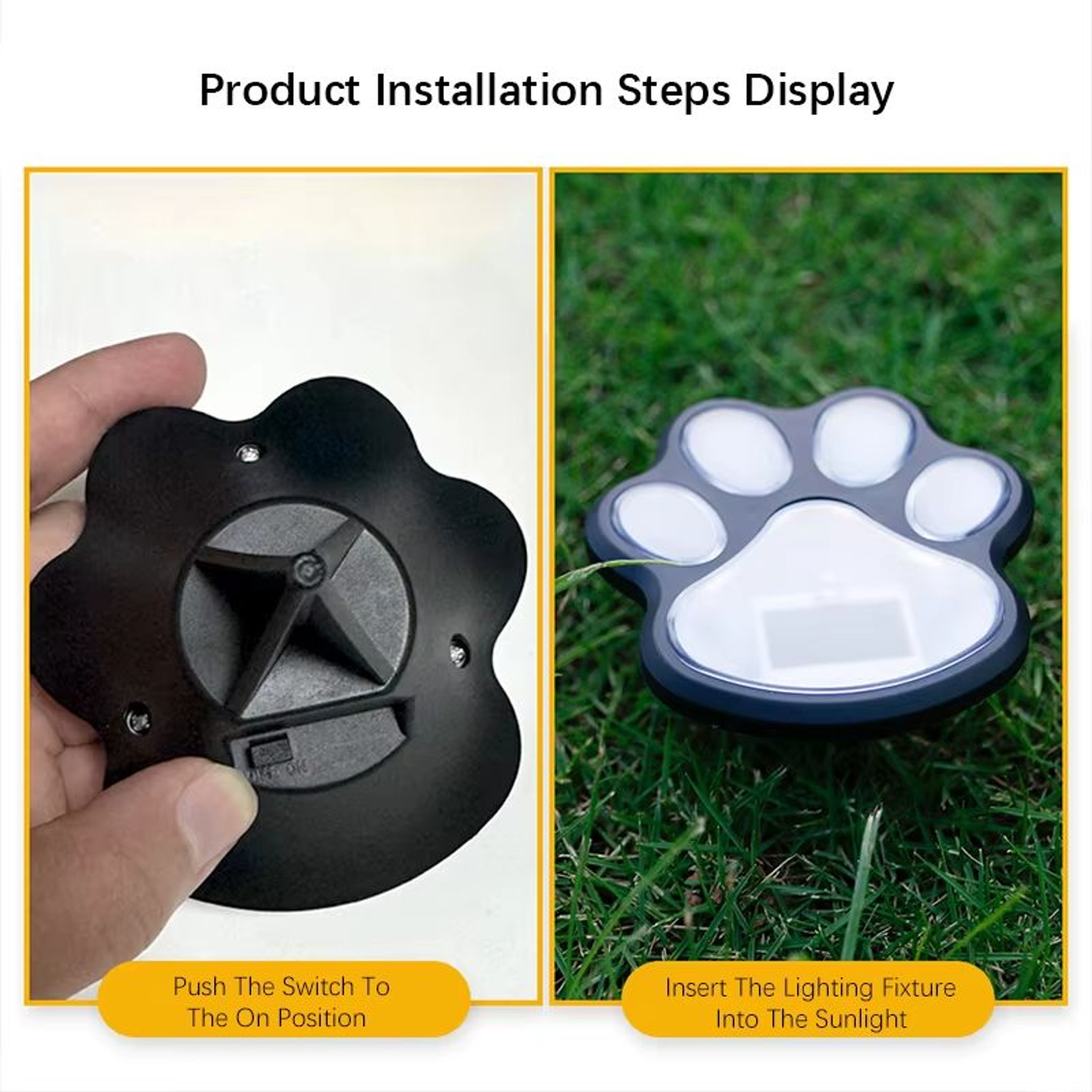Solar Paw Print LED Garden Lights Waterproof Outdoor Pathway Lawn Decor 3