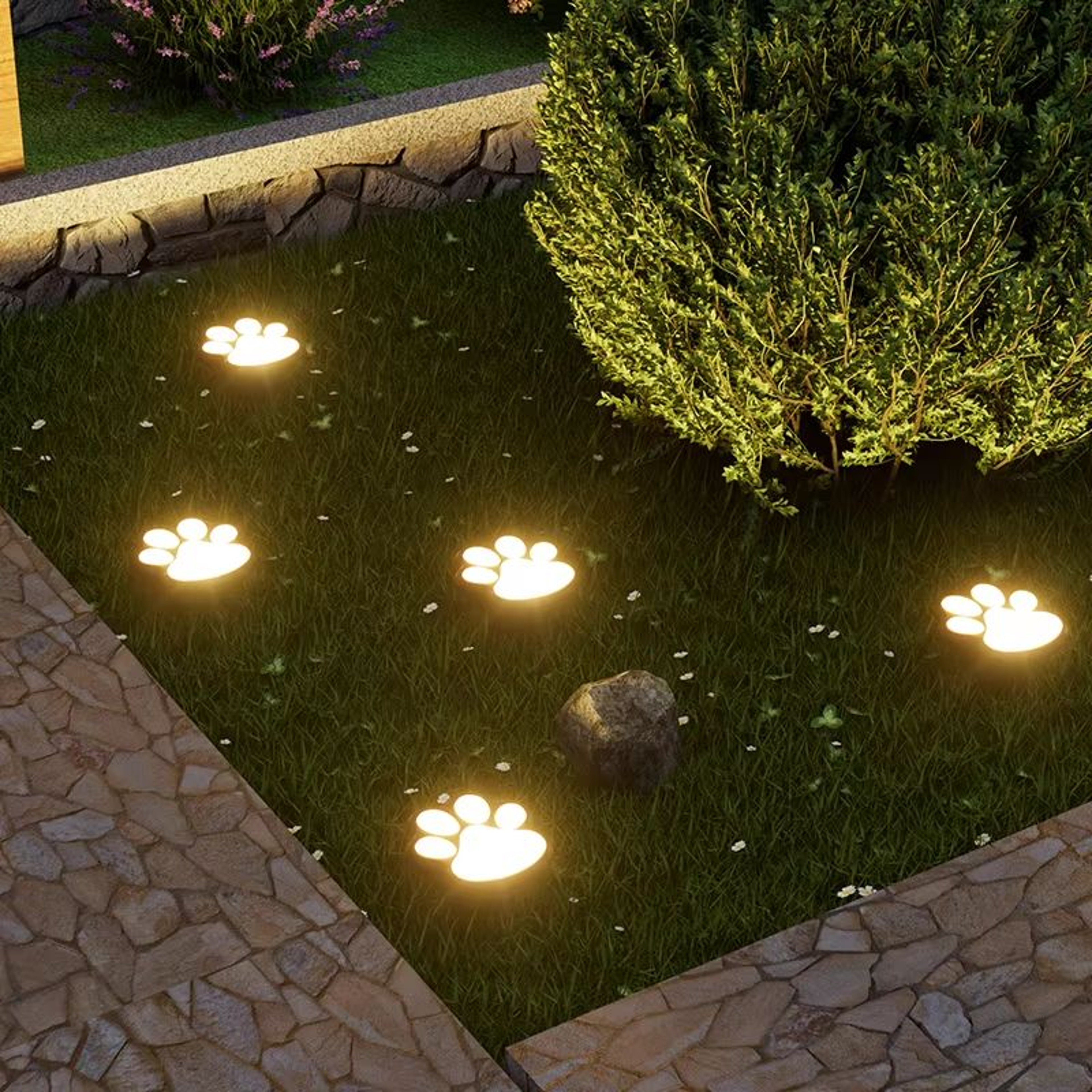 Solar Paw Print LED Garden Lights Waterproof Outdoor Pathway Lawn Decor 4