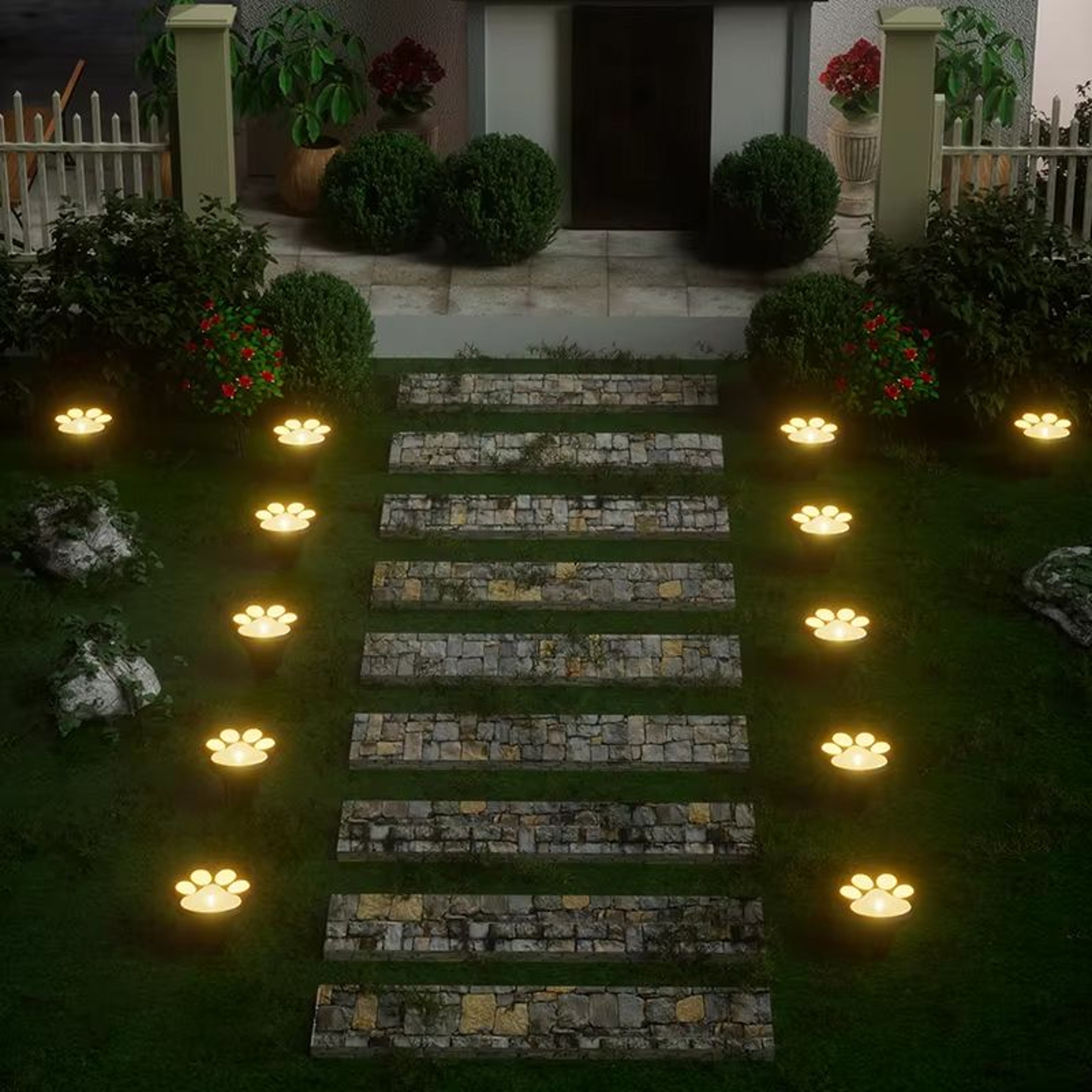 Solar Paw Print LED Garden Lights Waterproof Outdoor Pathway Lawn Decor 5