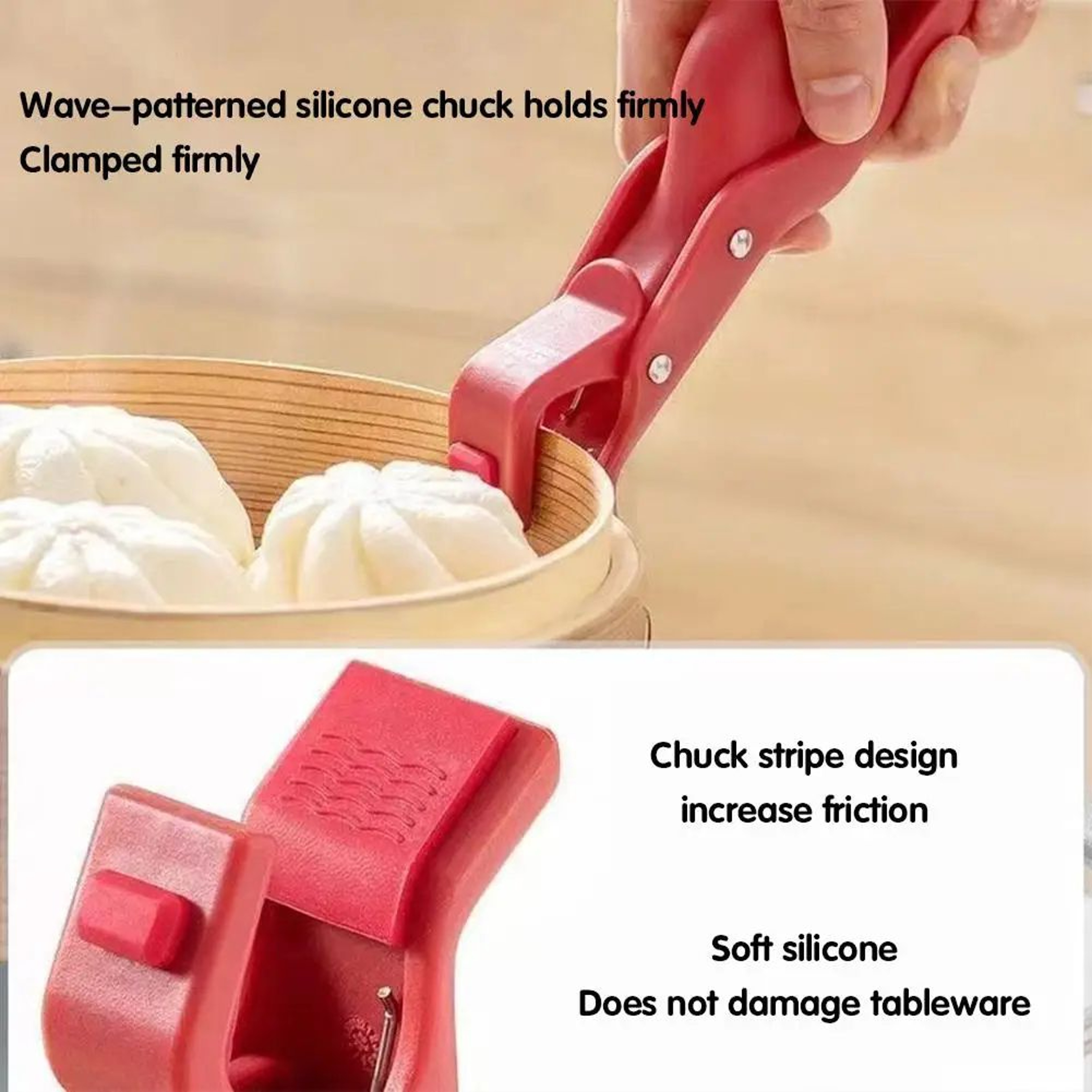 AntiScald Hot Plate Gripper Tongs MultiPurpose Kitchen Dish Lifter Clip 3