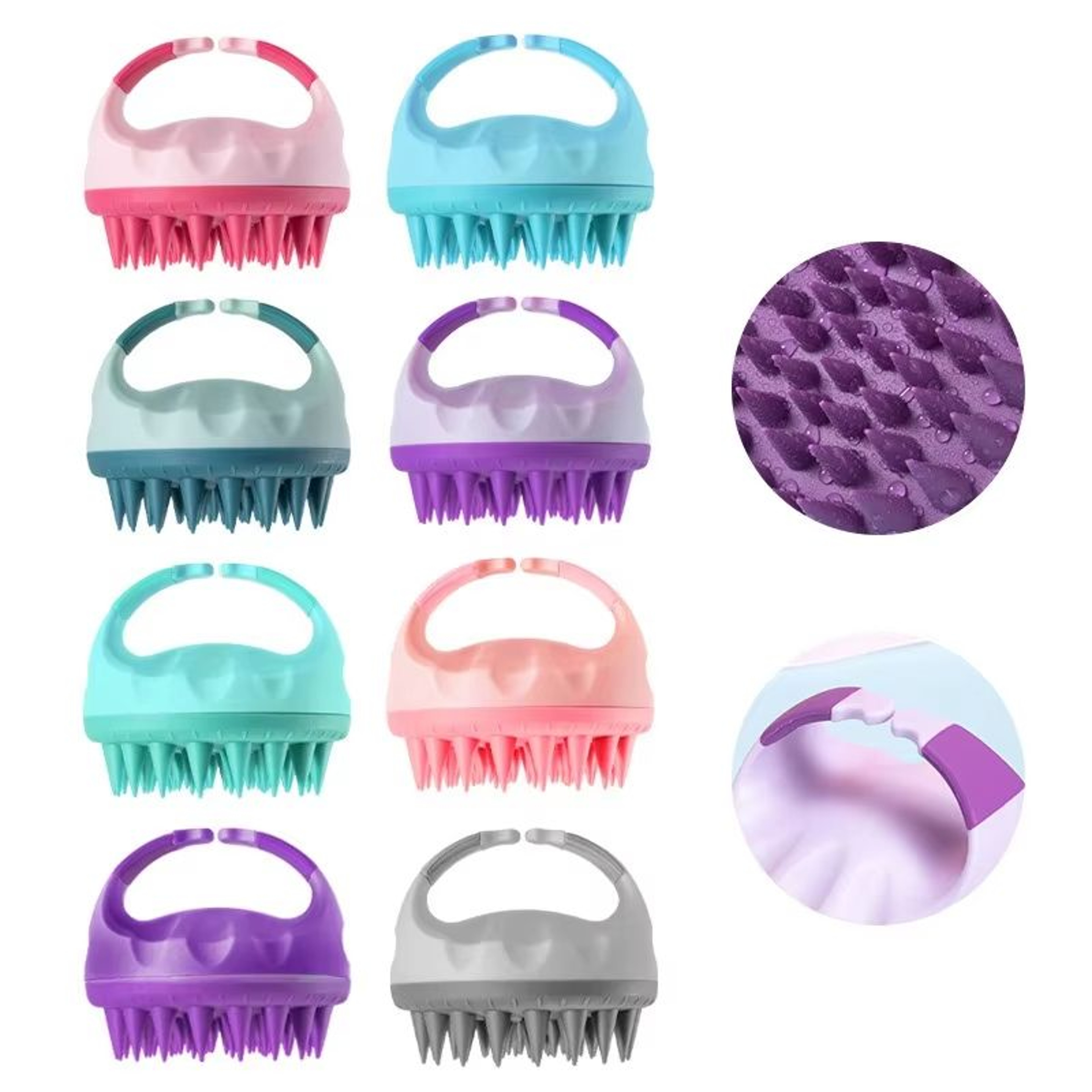 Silicone Scalp Scrubber Shampoo Brush Deep Clean Hair Massager With Handle 1