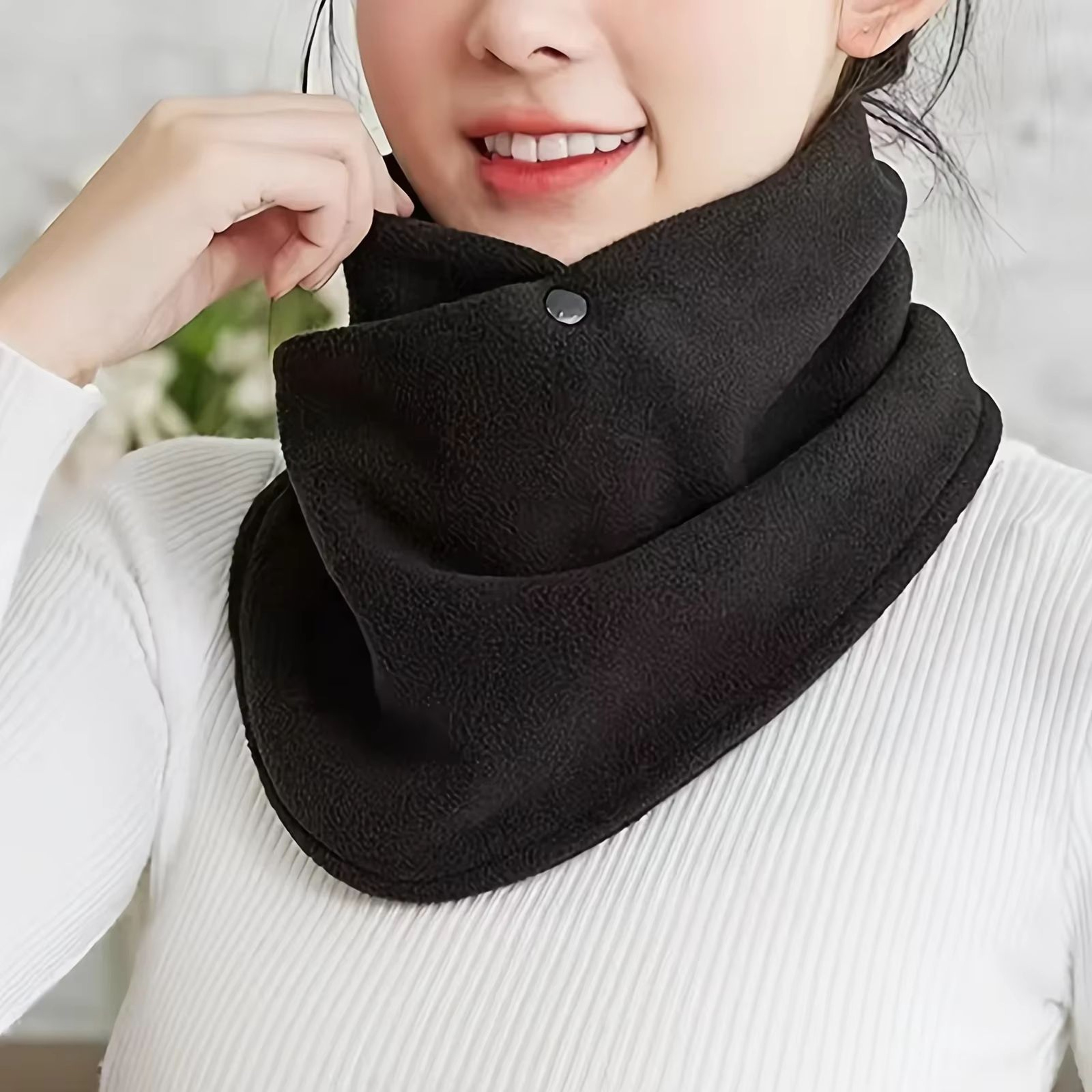 Womens Lamb Fleece Neck Warmer Snood Plush Fake Collar Winter Scarf One Size 1