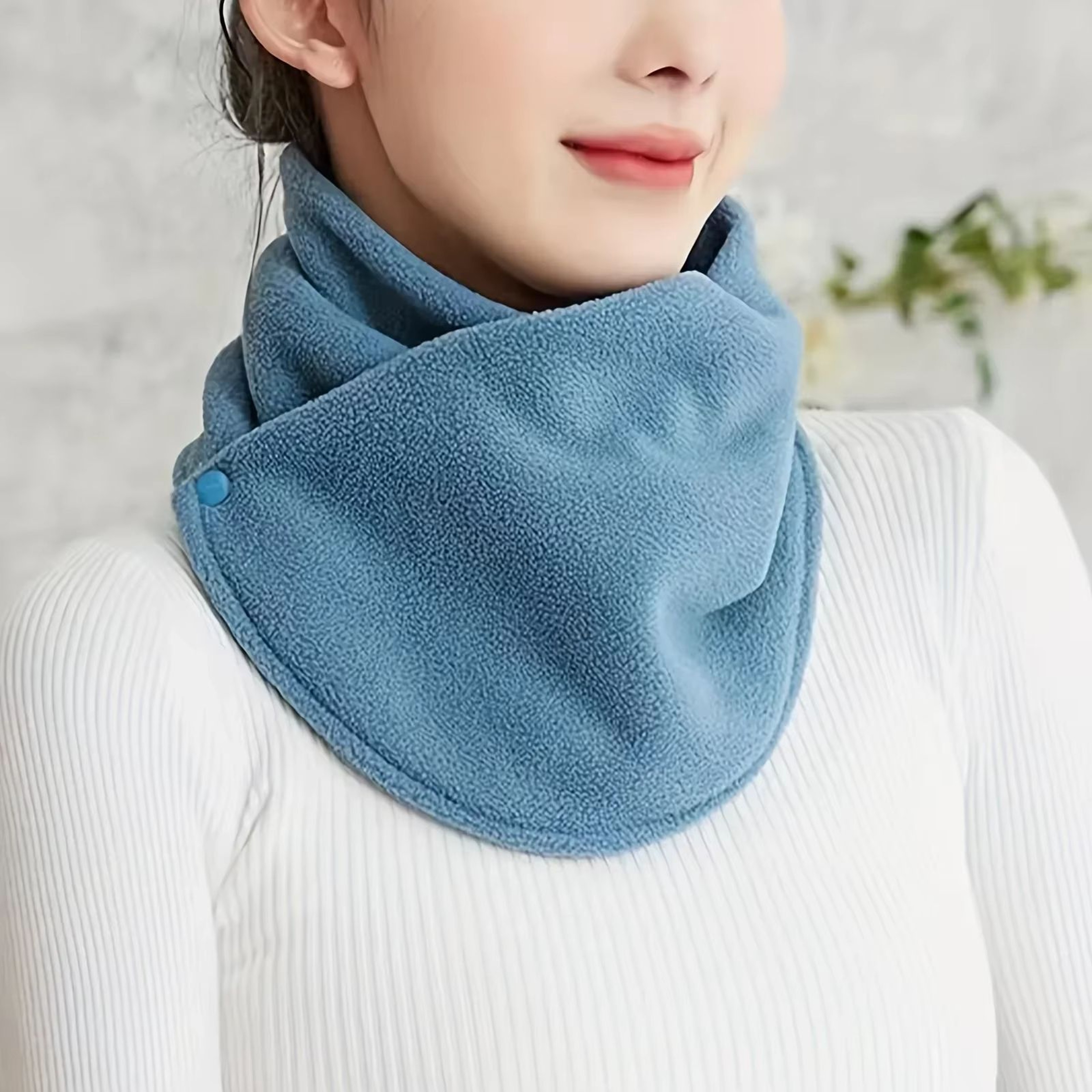 Womens Lamb Fleece Neck Warmer Snood Plush Fake Collar Winter Scarf One Size 3