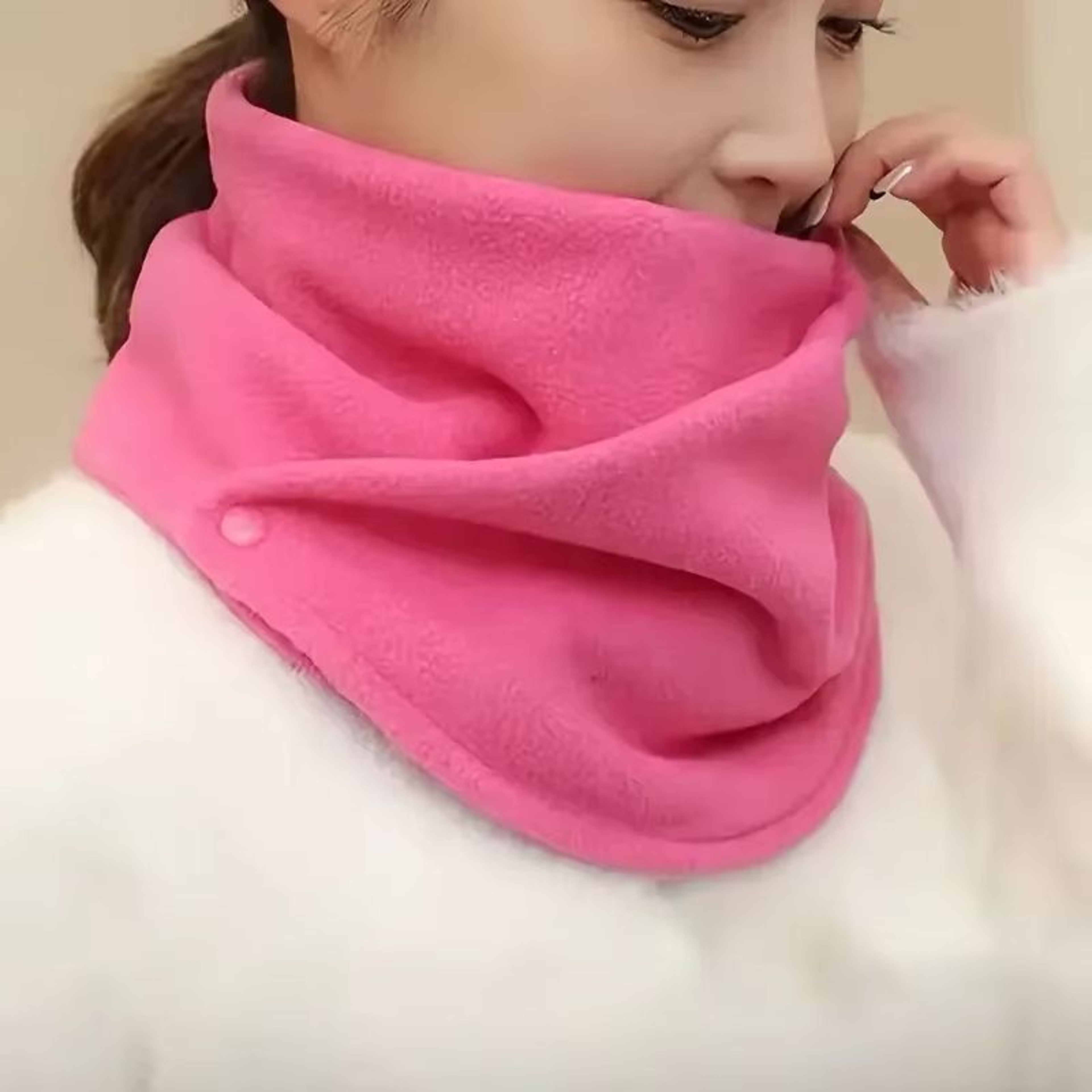 Womens Lamb Fleece Neck Warmer Snood Plush Fake Collar Winter Scarf One Size 6