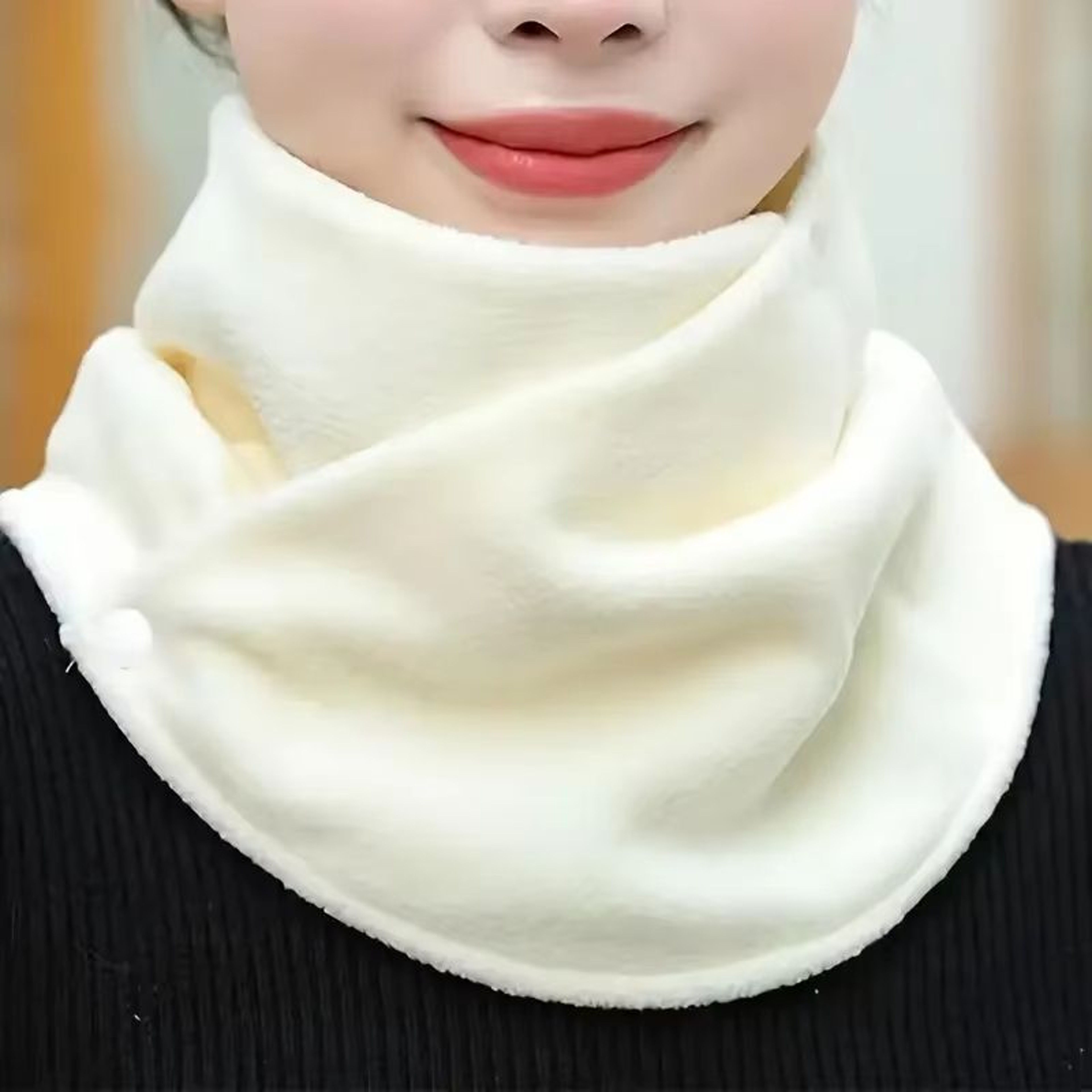 Womens Lamb Fleece Neck Warmer Snood Plush Fake Collar Winter Scarf One Size 7