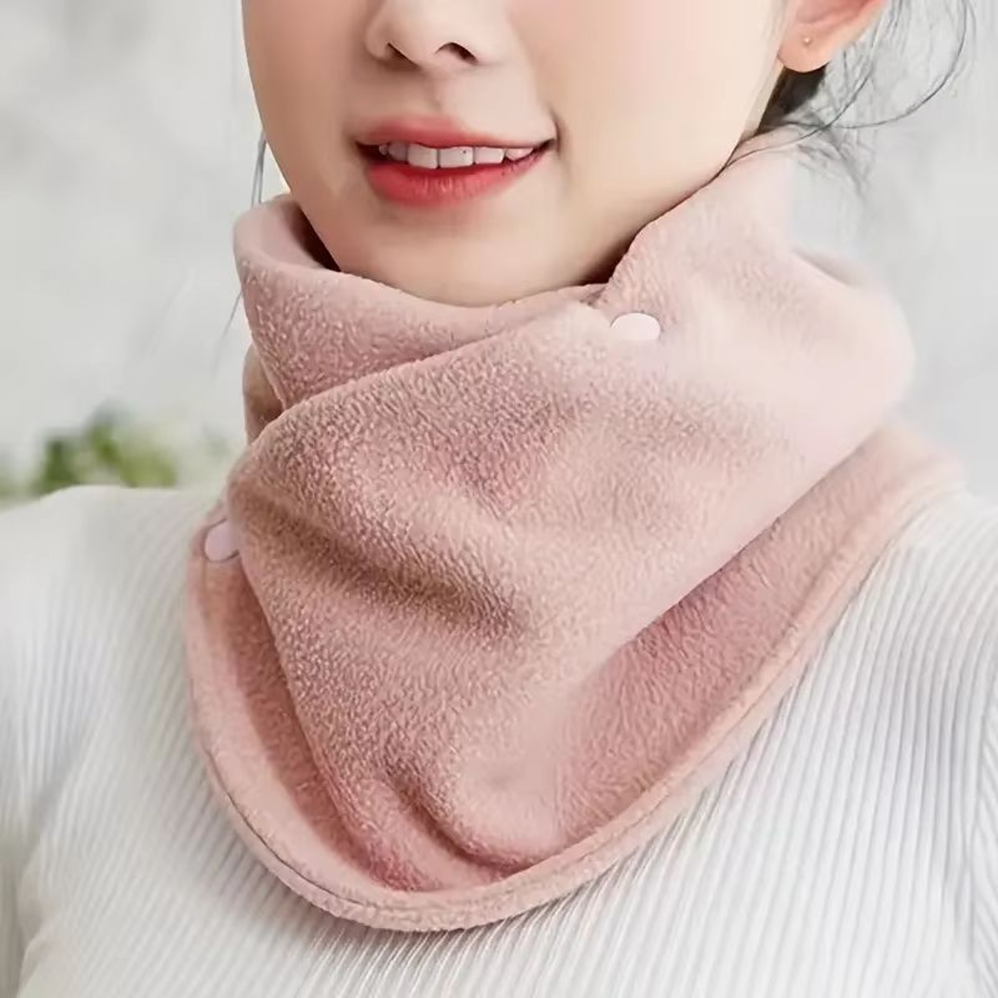 Womens Lamb Fleece Neck Warmer Snood Plush Fake Collar Winter Scarf One Size 11