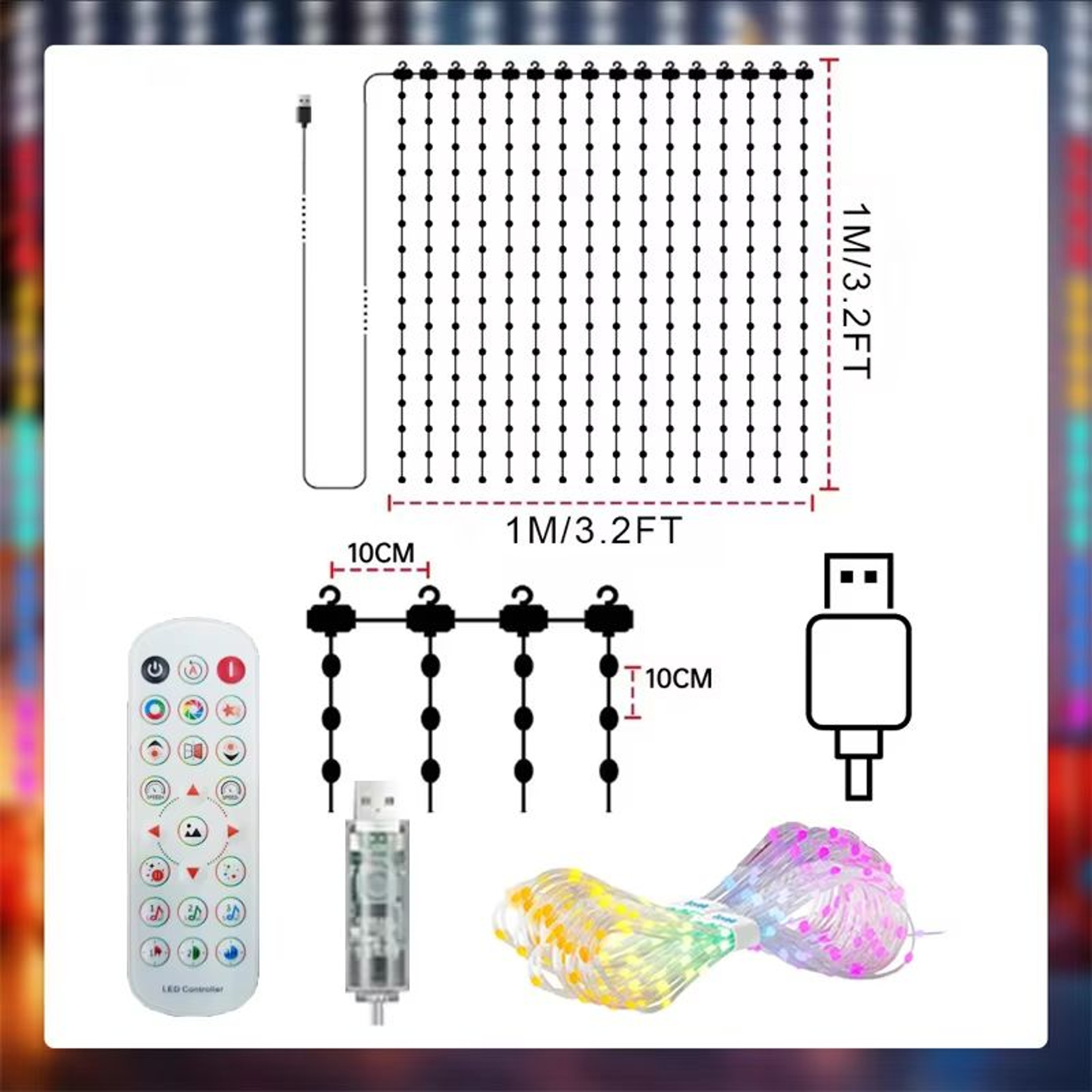 Smart LED Curtain Lights With App Control Music Sync Waterproof DIY Display Lights 8
