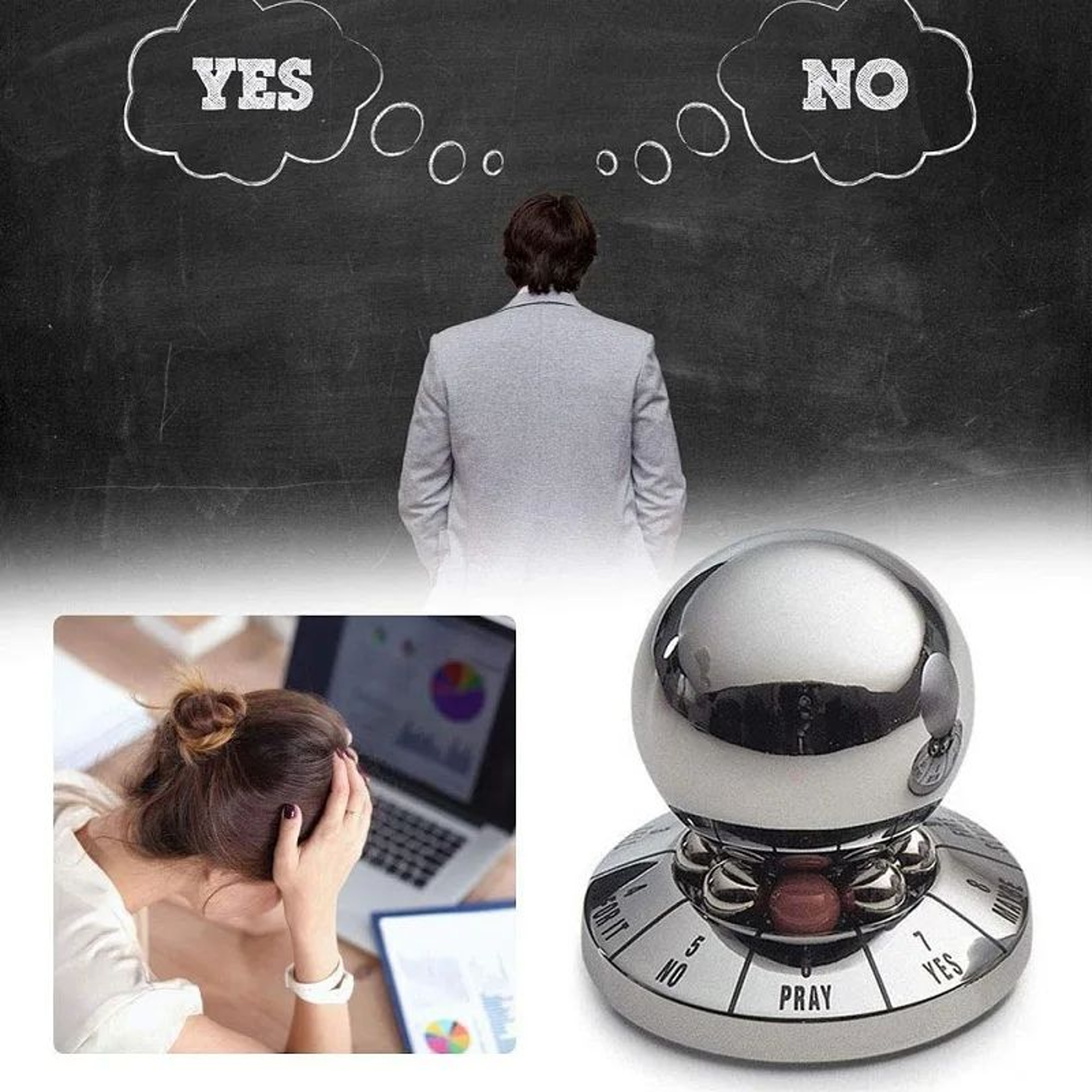 Metal Prophecy Decision Ball Spinner Desk Toy Stress Relief Fate Picker Gadget 1