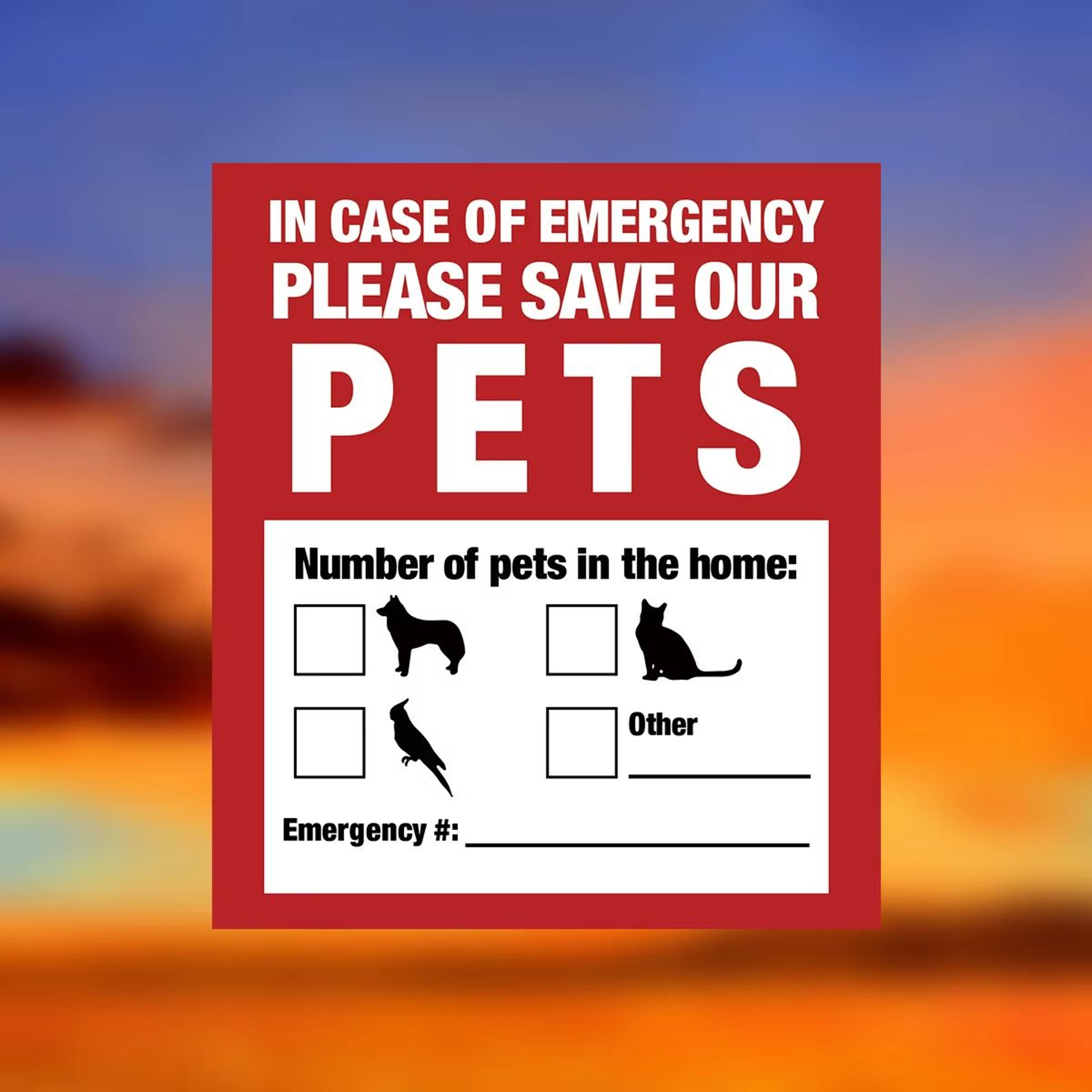 Pet Alert Emergency Window Stickers 4 Pack Save My Pets Rescue Decals 9