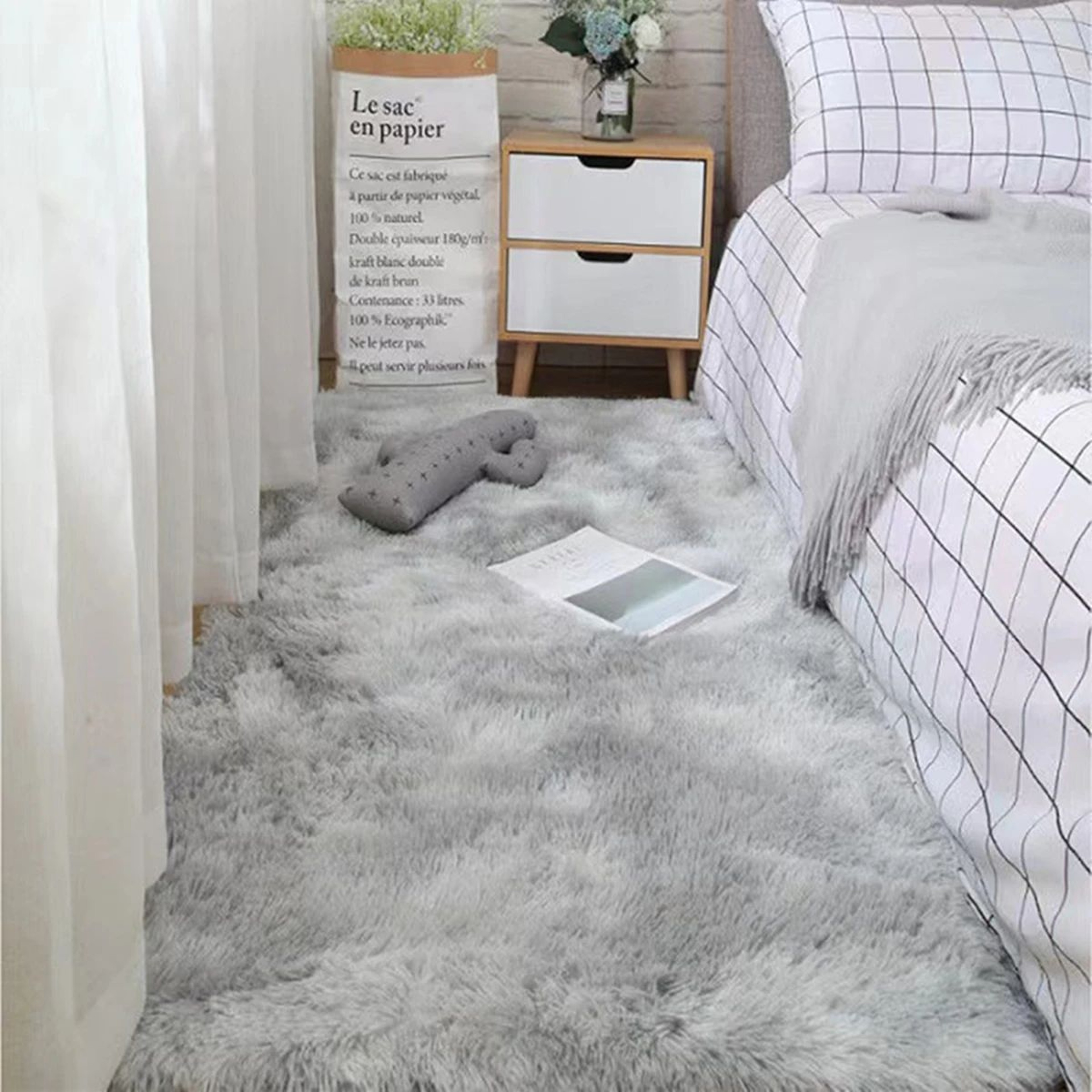 Cozy Tie Dye Fluffy Shag Area Rug For Bedroom And Living Room 0