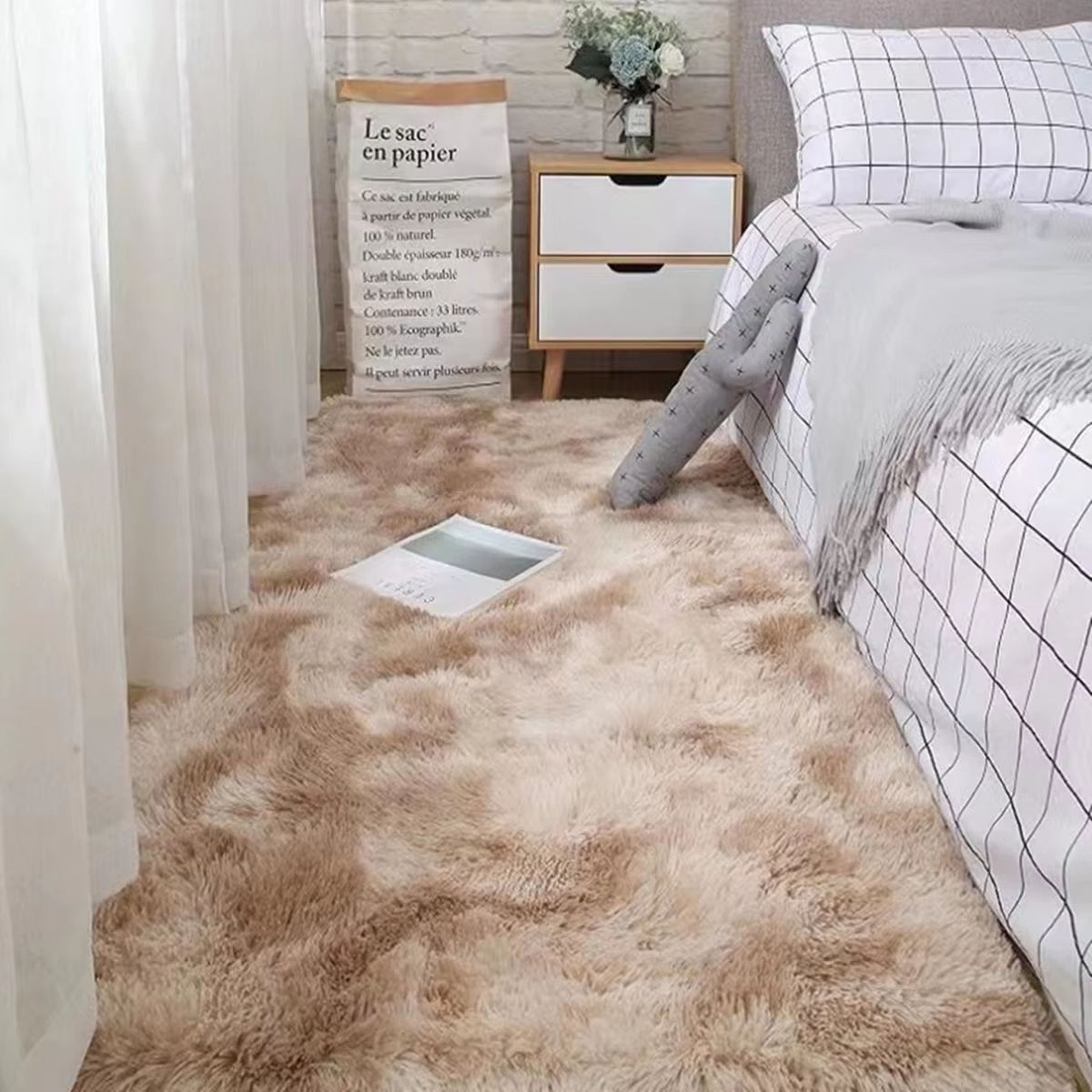 Cozy Tie Dye Fluffy Shag Area Rug For Bedroom And Living Room 6