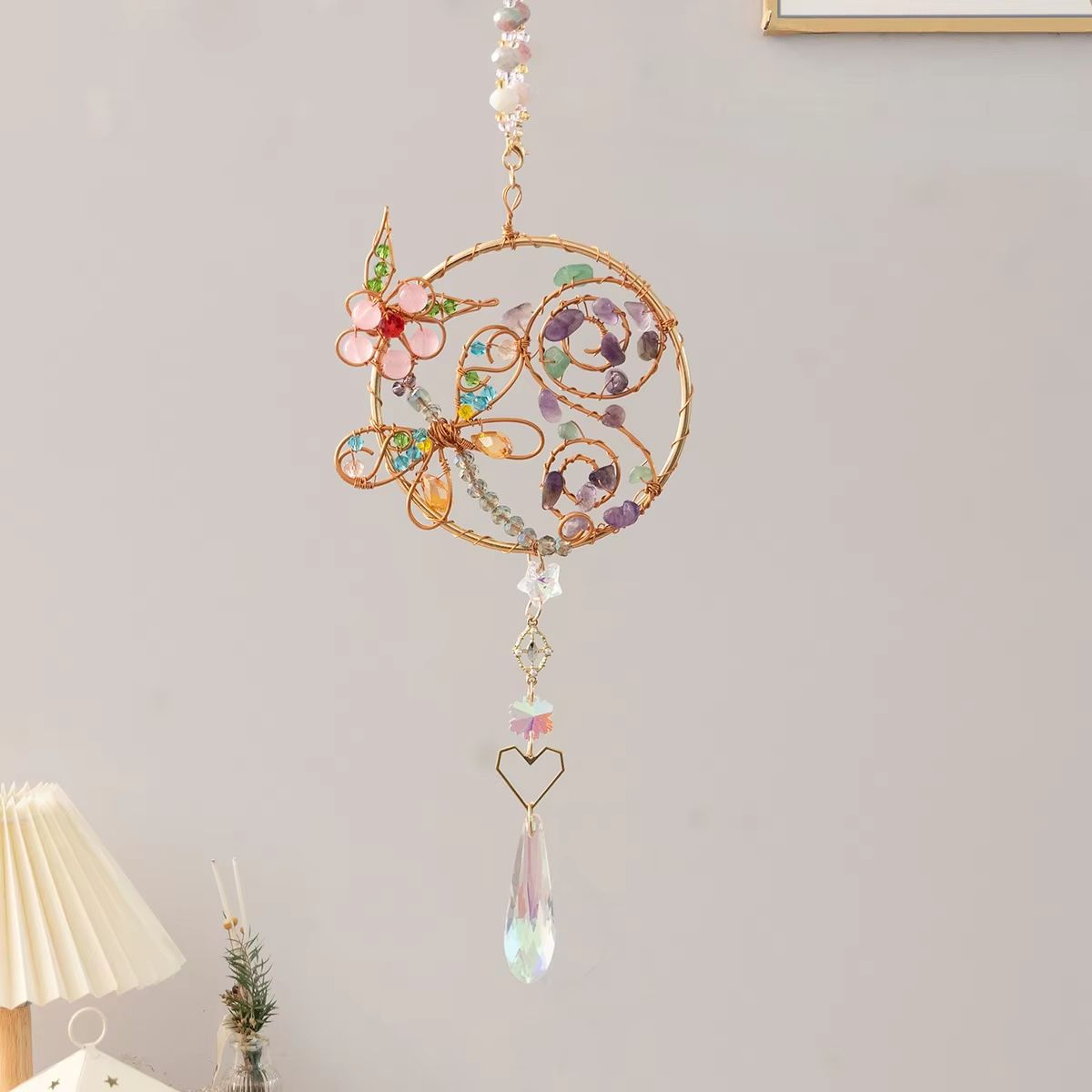 Crystal Sun Moon Wind Chime Suncatcher Prism Hanging Decor For Window And Garden 13